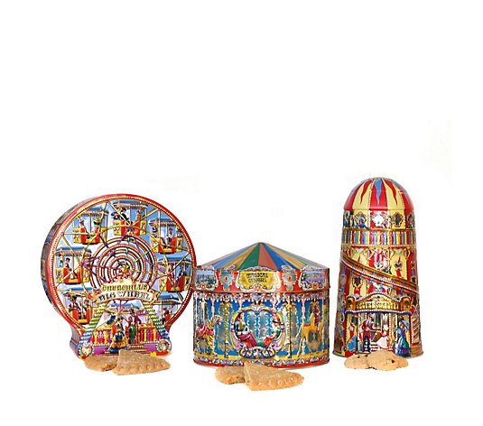Churchill's Confectionery Set of 3 Fun Fair Tins with Biscuits