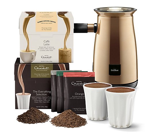 Hotel Chocolat Velvetiser with 10 Mixed, 10 Latte Sachets & 2 Pod Cups