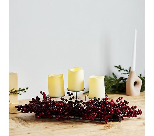 Home Reflections Mixed Berry Candle Holder with LED Candles