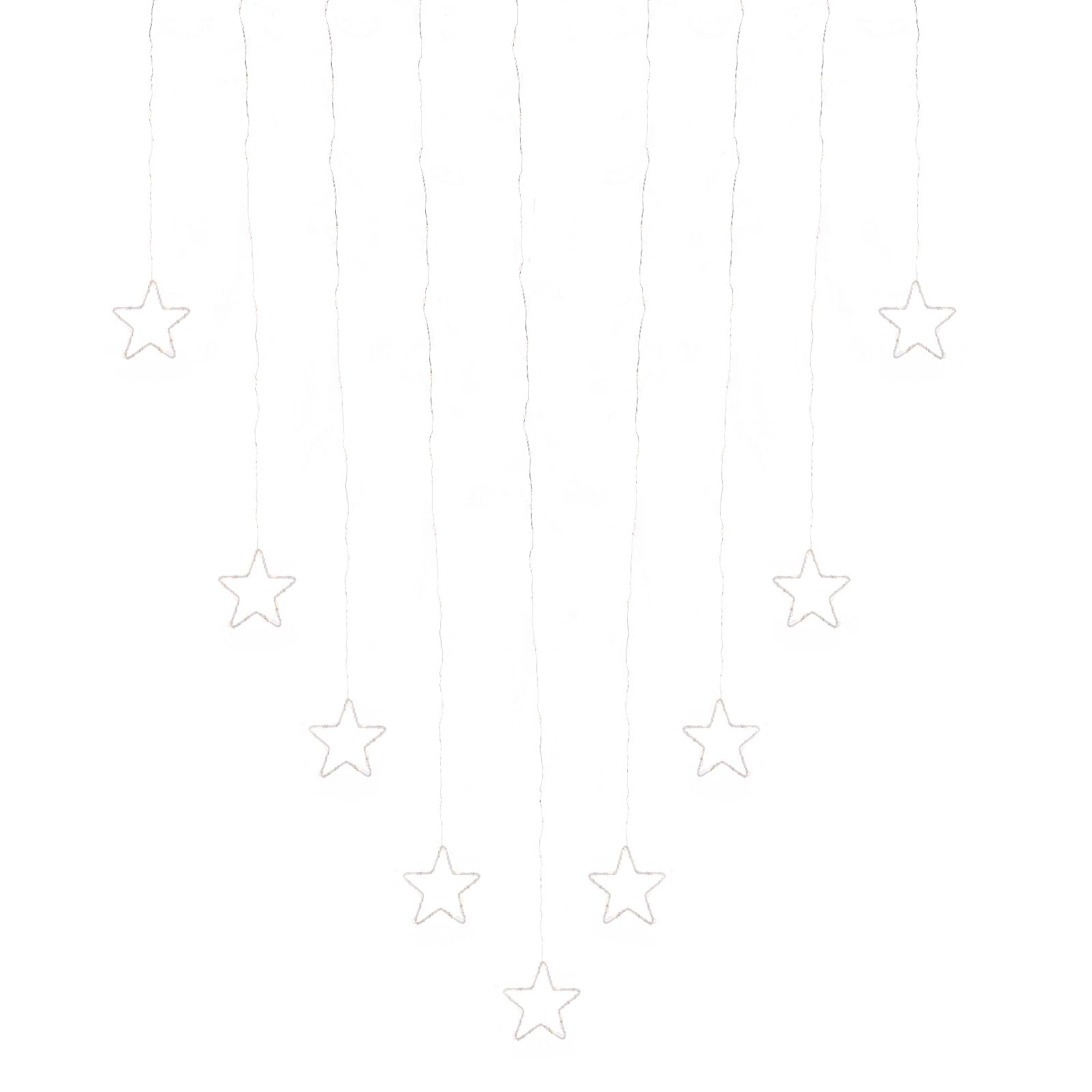 Festive Pastel Star LED Curtain With 10 Window Stickers