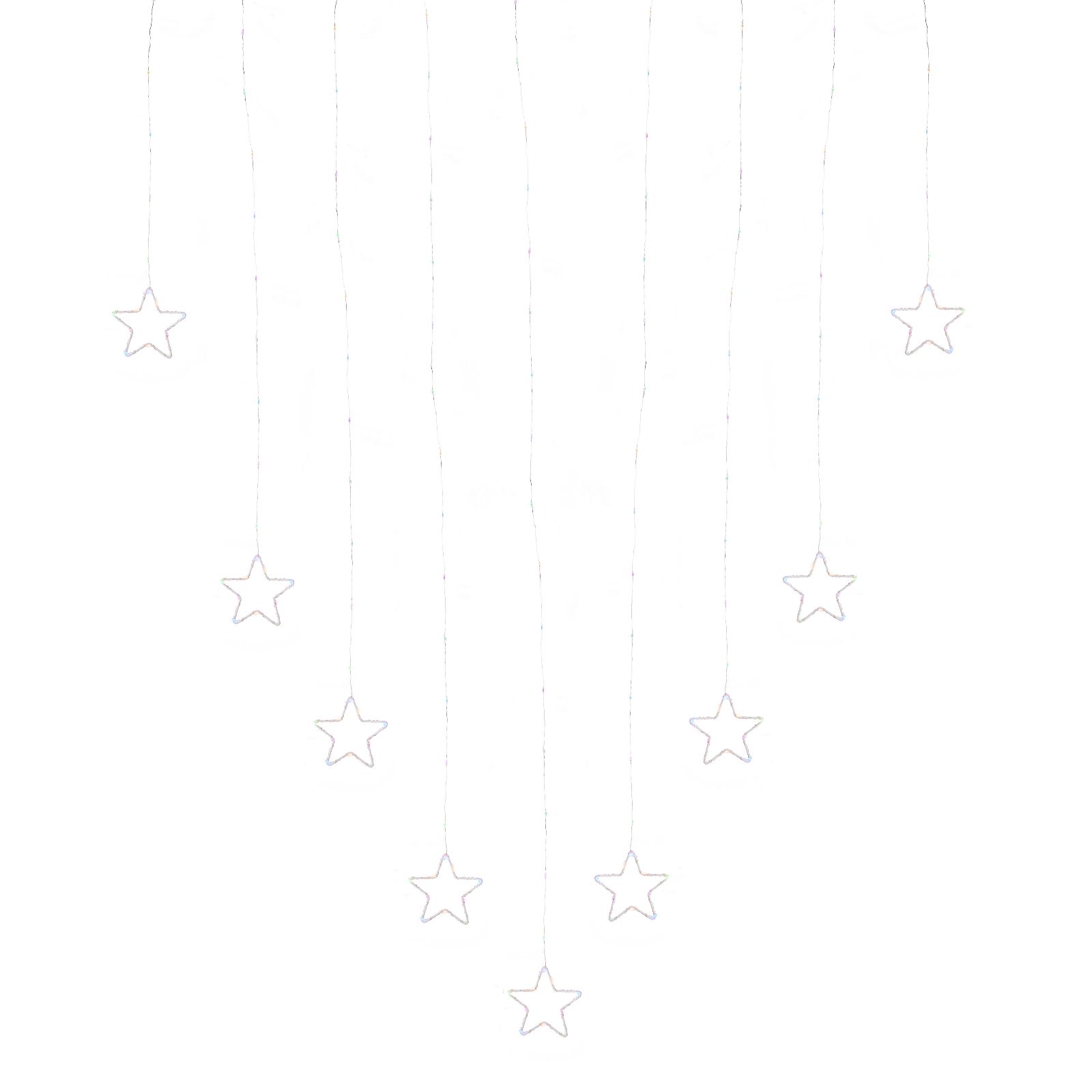 Festive Pastel Star LED Curtain With 10 Window Stickers