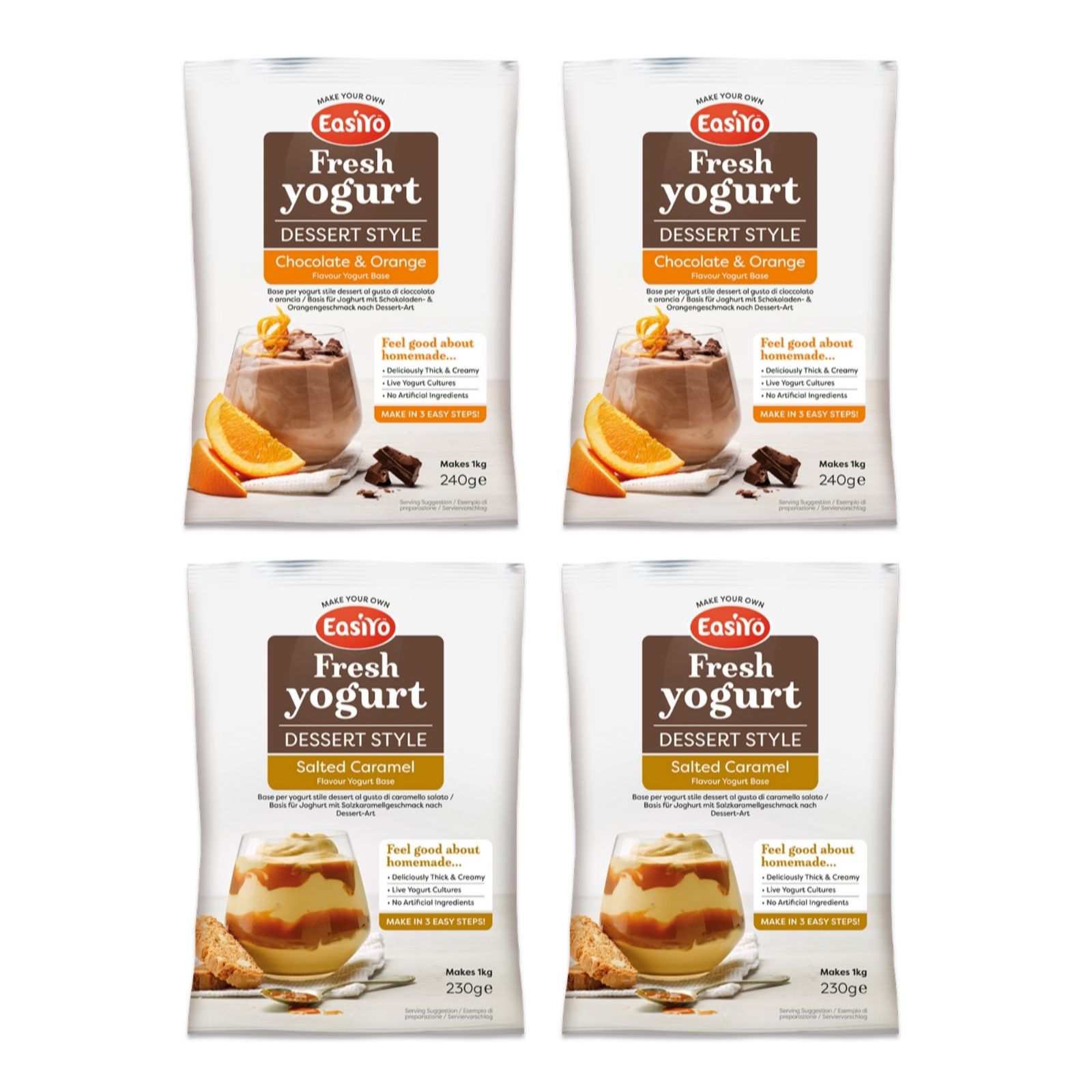 EasiYo Set of 4 Dessert Style Yoghurt Selection