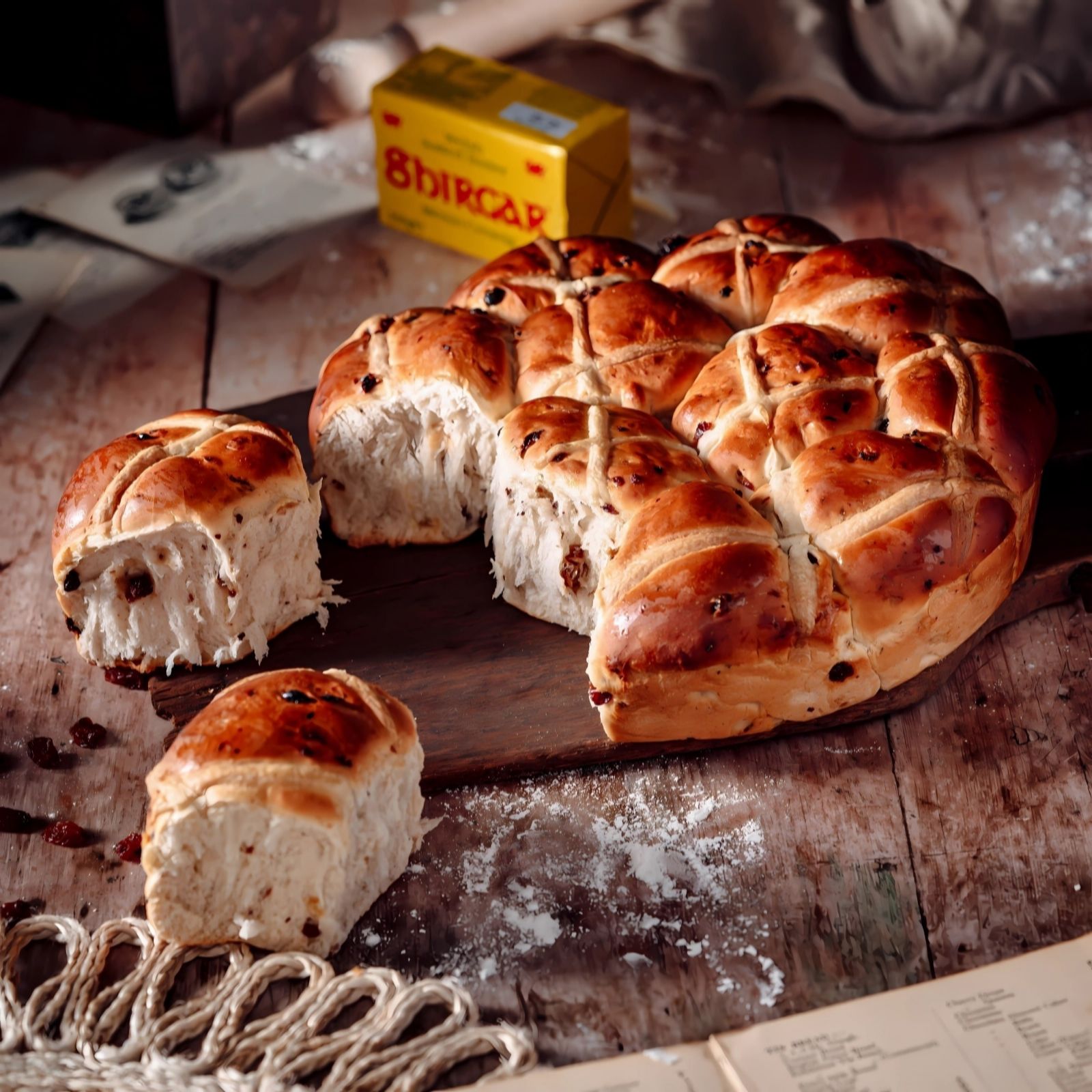 Wilfred's Pies Hot Cross Bun Sharer w/Welsh Shirgar Butter