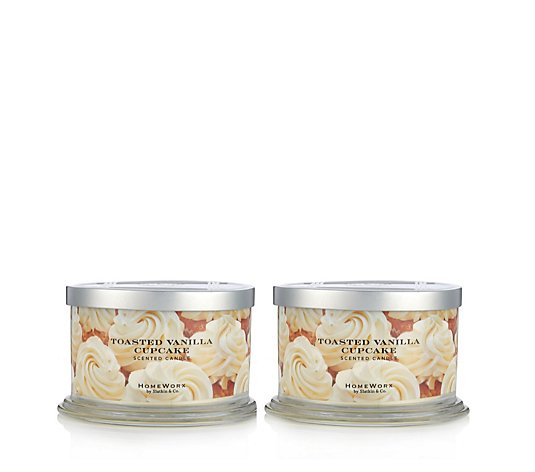 Homeworx by Harry Slatkin & Co. Set of 2 Toasted Vanilla Cupcake 4 Wick Candles