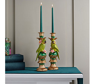 Alison Cork Set of 2 Parrot Candle Sticks