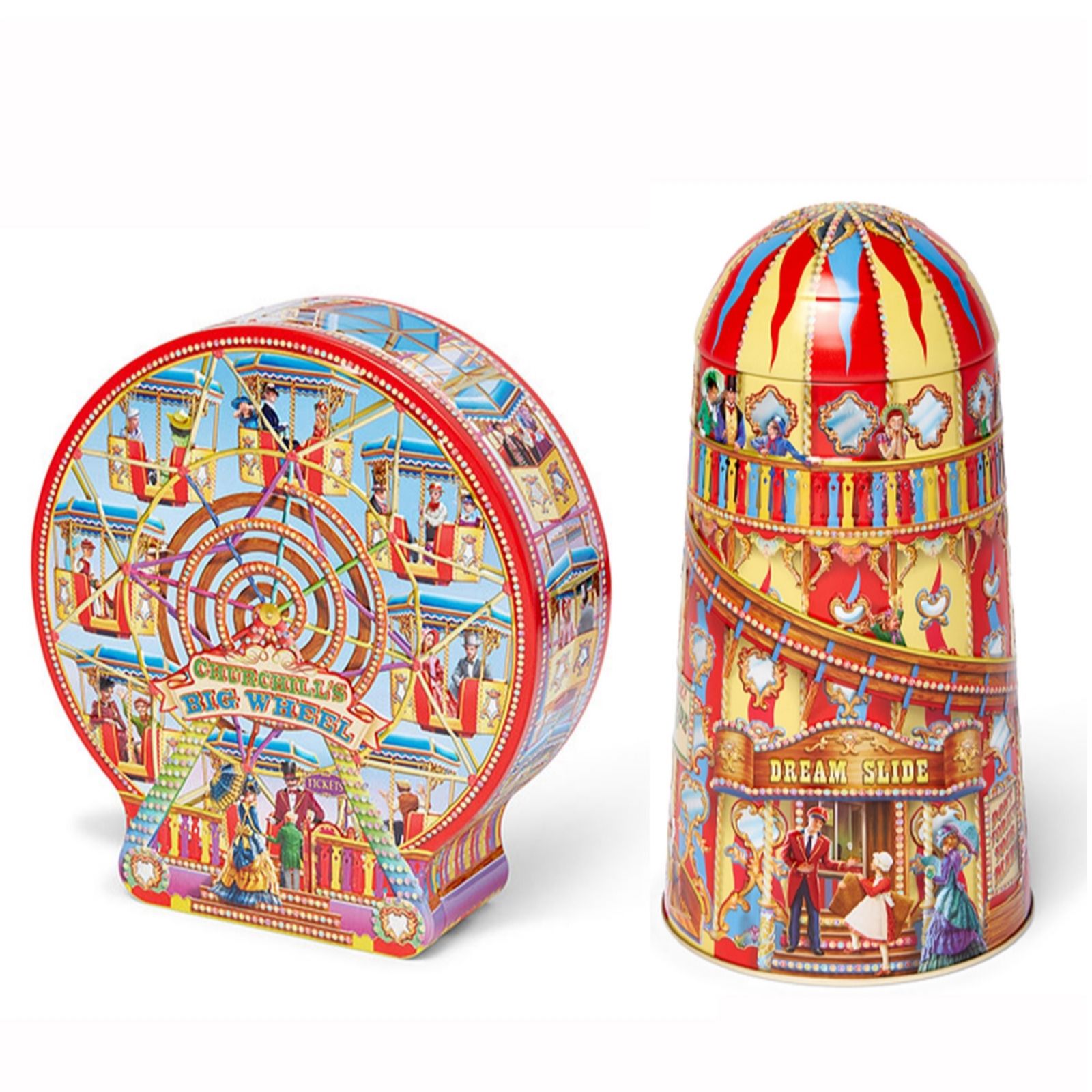 Churchill's Fairground & Fun House Fruit Jellies Sweets Tins