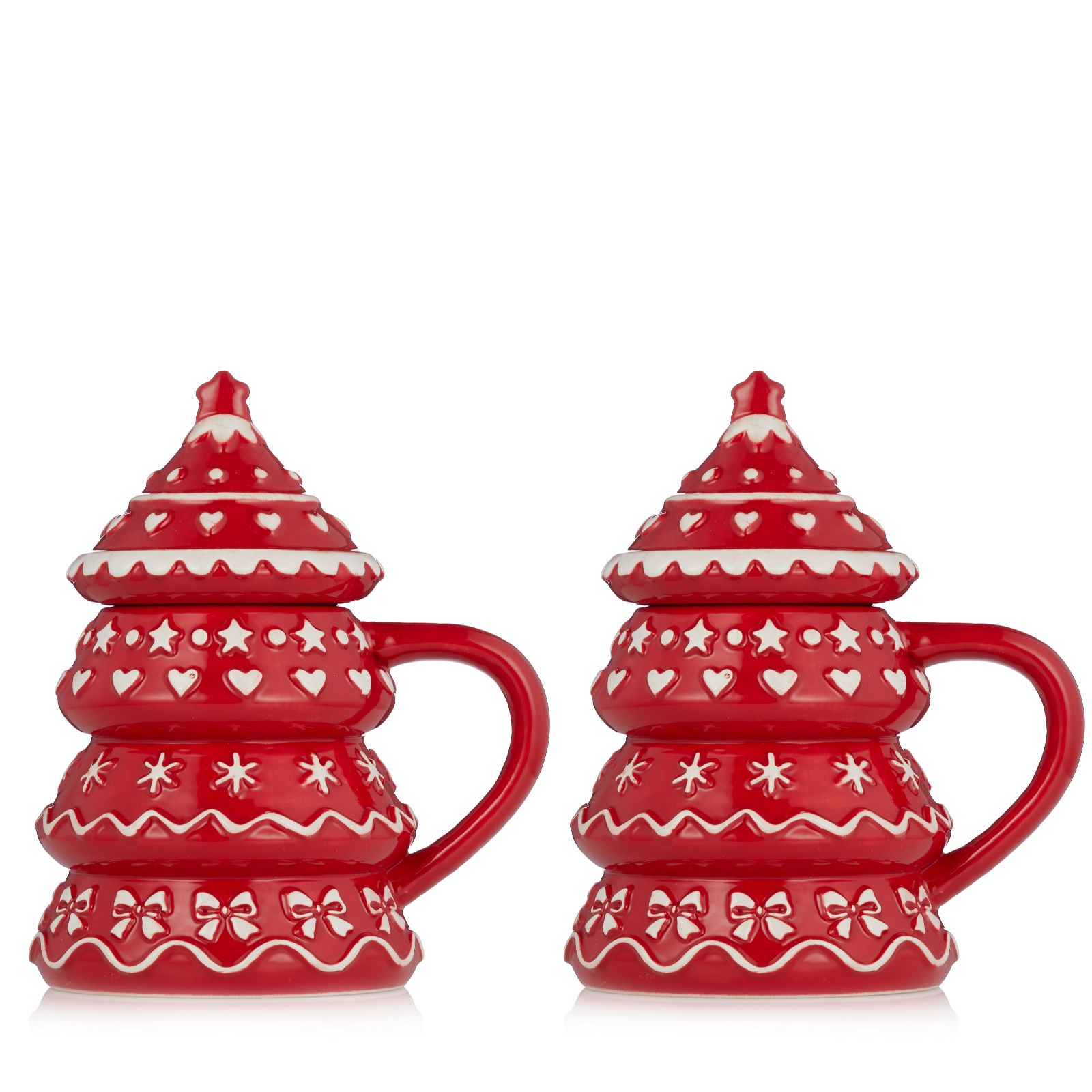 Festive Set of 2 Christmas Mugs With Lid