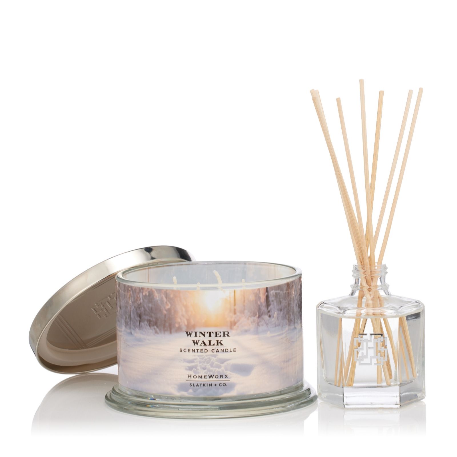 Homeworx by Slatkin+Co. Winter Walk 18 oz 4 Wick Candle And Reed Diffuser