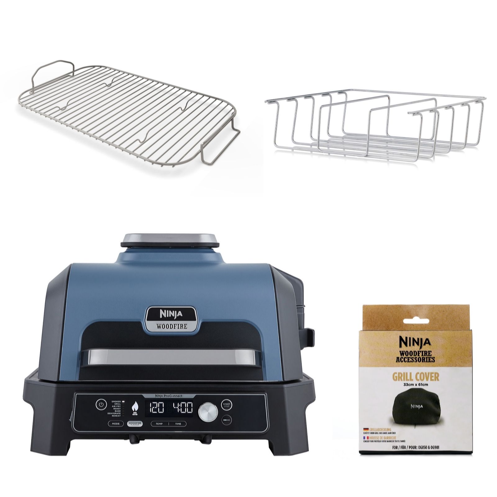  Ninja Woodfire Pro Connect XL Electric BBQ Grill & Smoker with Accessories