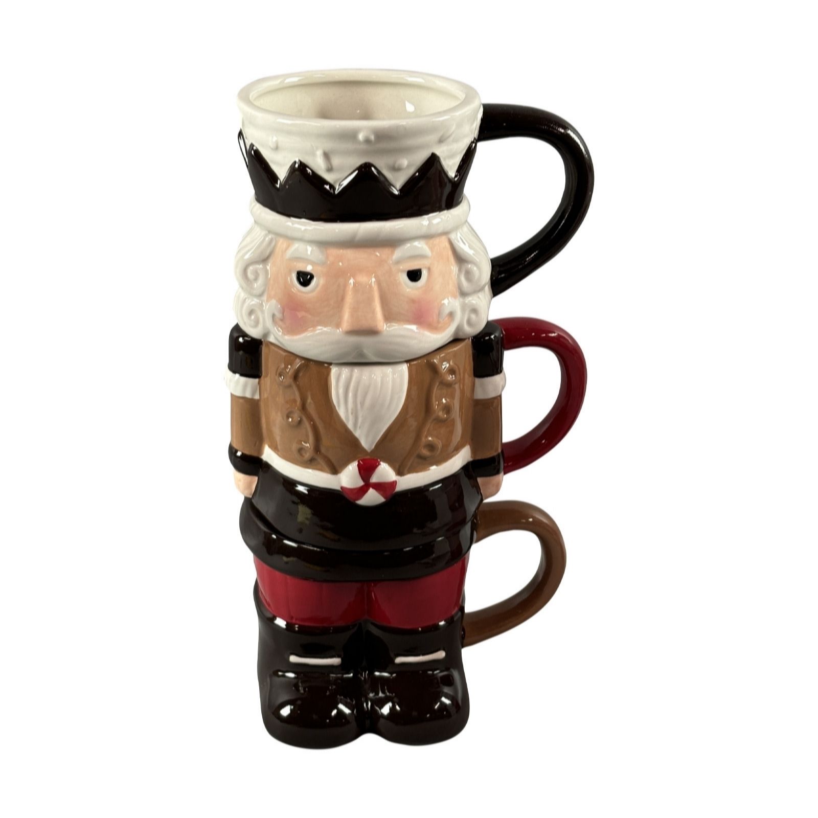 Outlet Home Stories Set of 3 Stacking Nutcracker Mugs