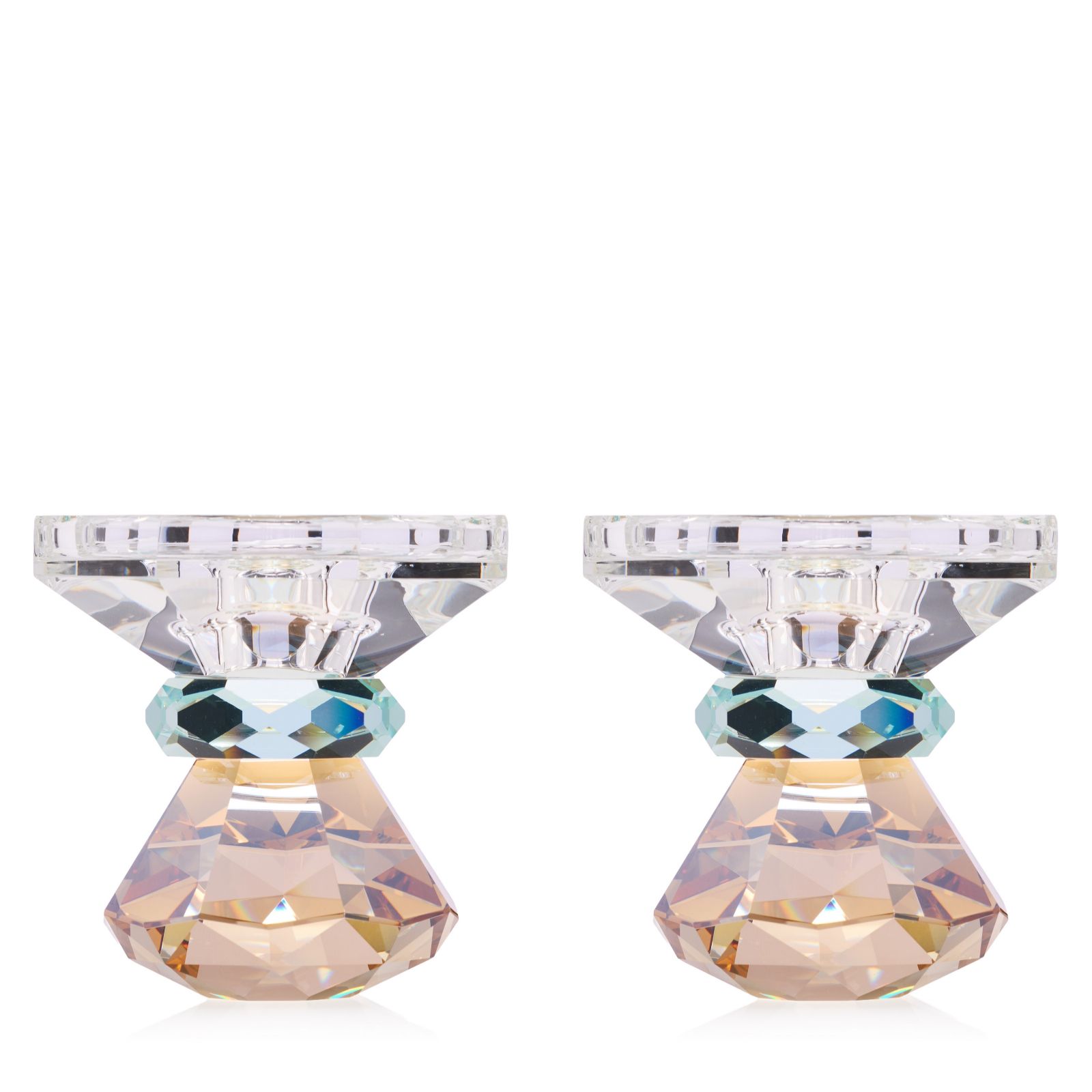 Home Stories Set of 2 Deluxe Crystal Candle Holders