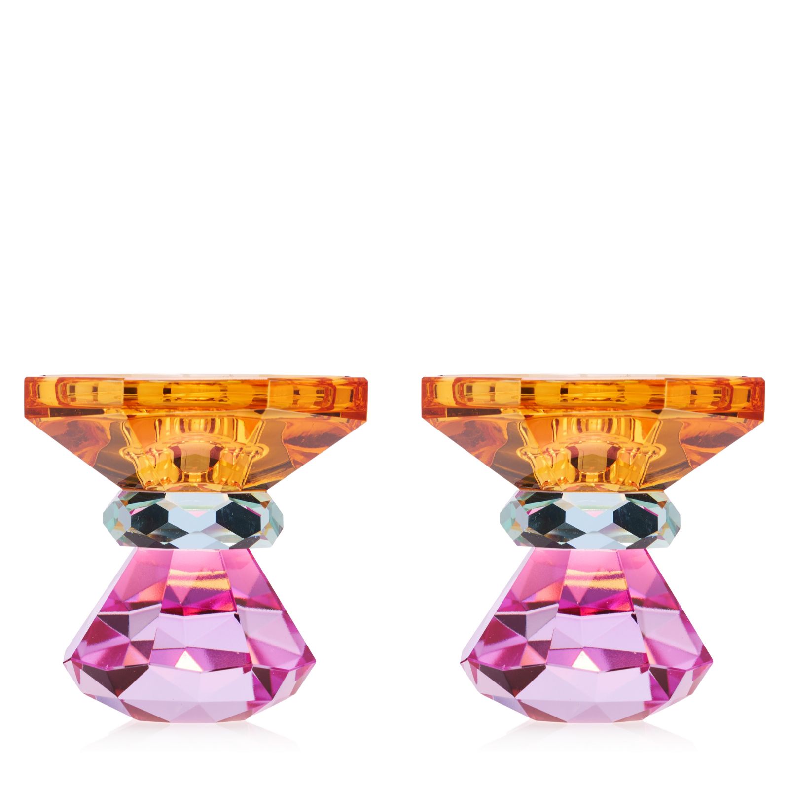 Home Stories Set of 2 Deluxe Crystal Candle Holders