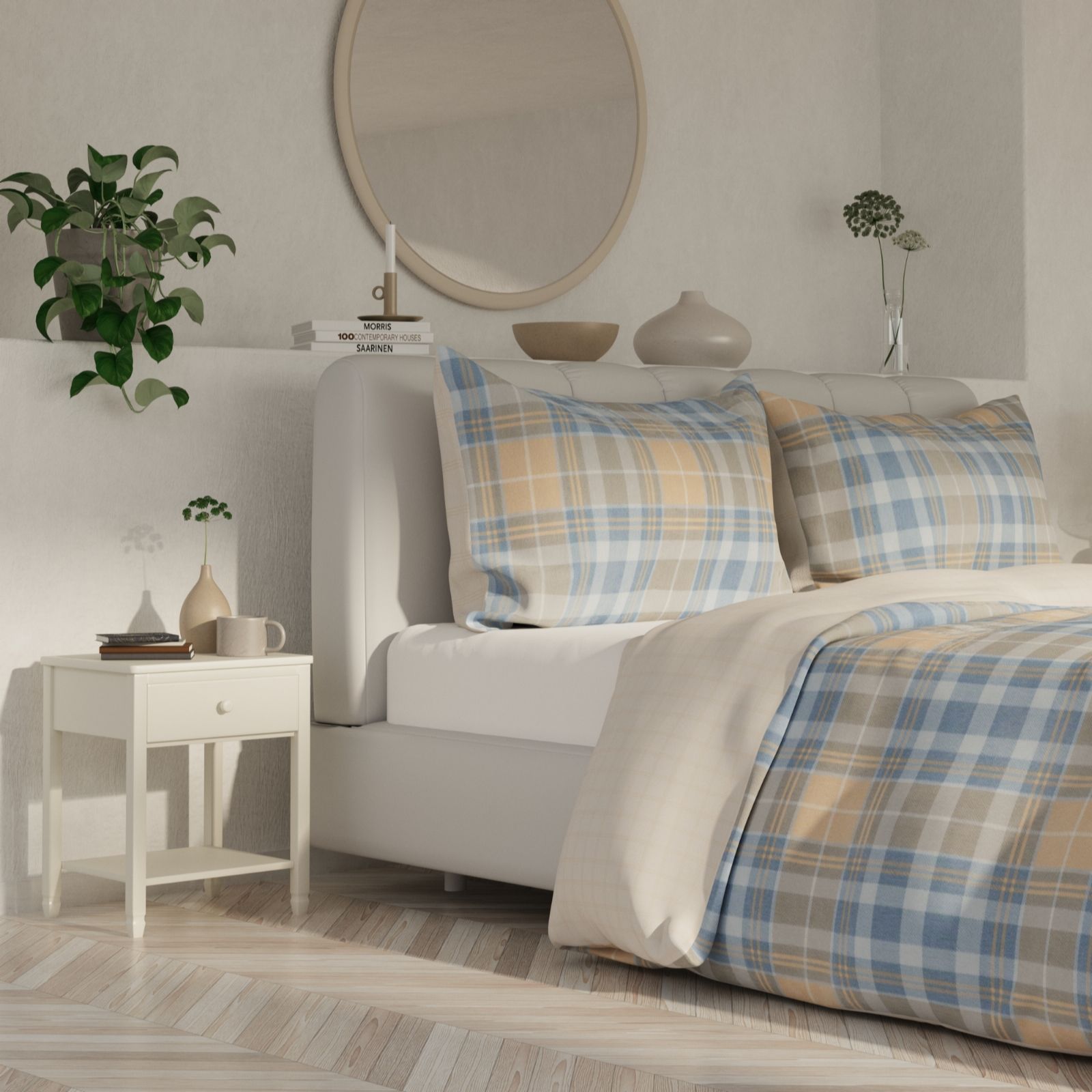 Cozee Home Fleece Reversible Check 3 Piece Duvet Set