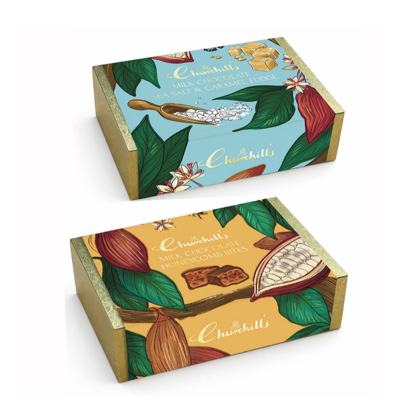 Churchill's Set of 2 Luxury Fudge & Honeycomb Chocolate Tins