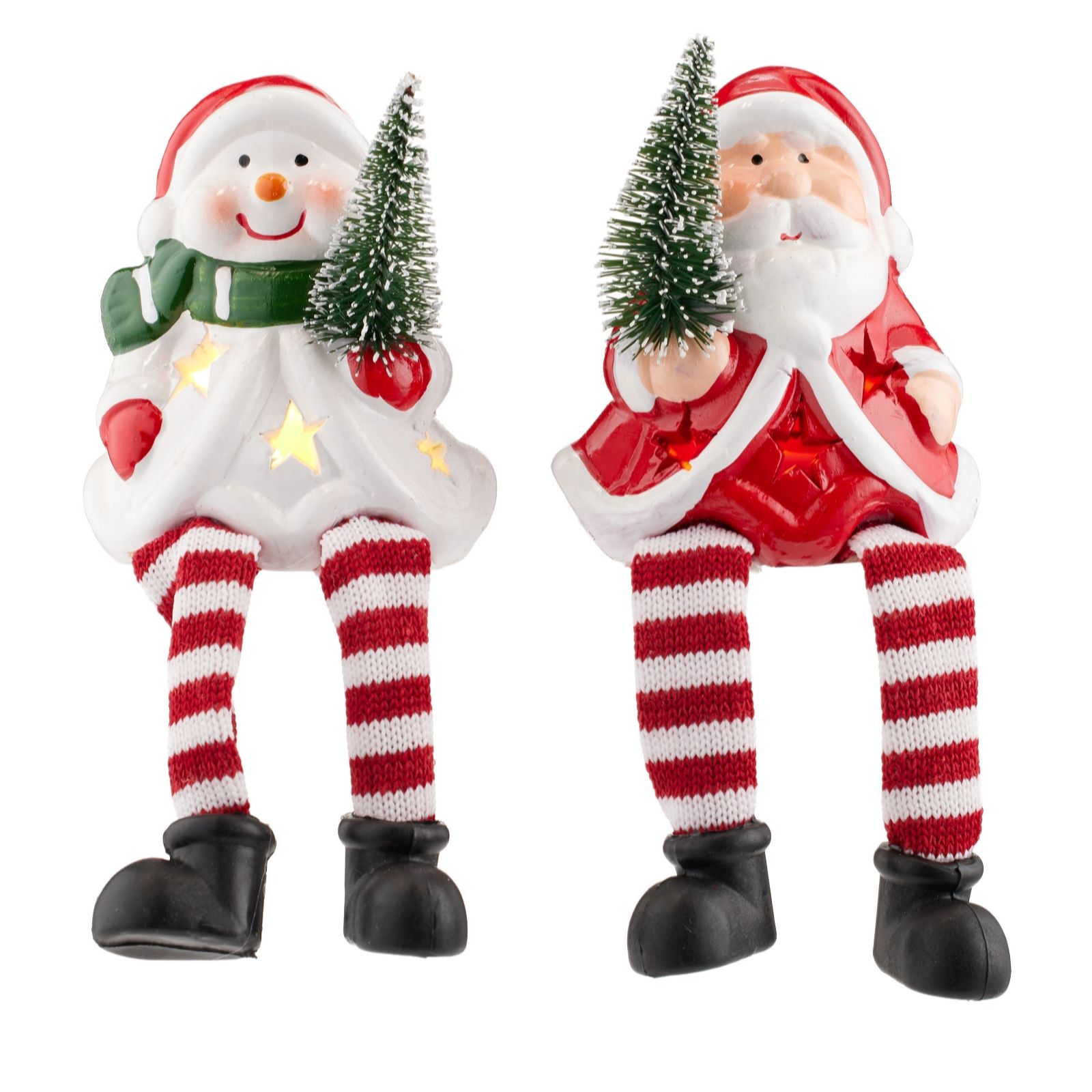 Santa Express Pre Lit Set of 2 Snowman and Santa Dangly Legs
