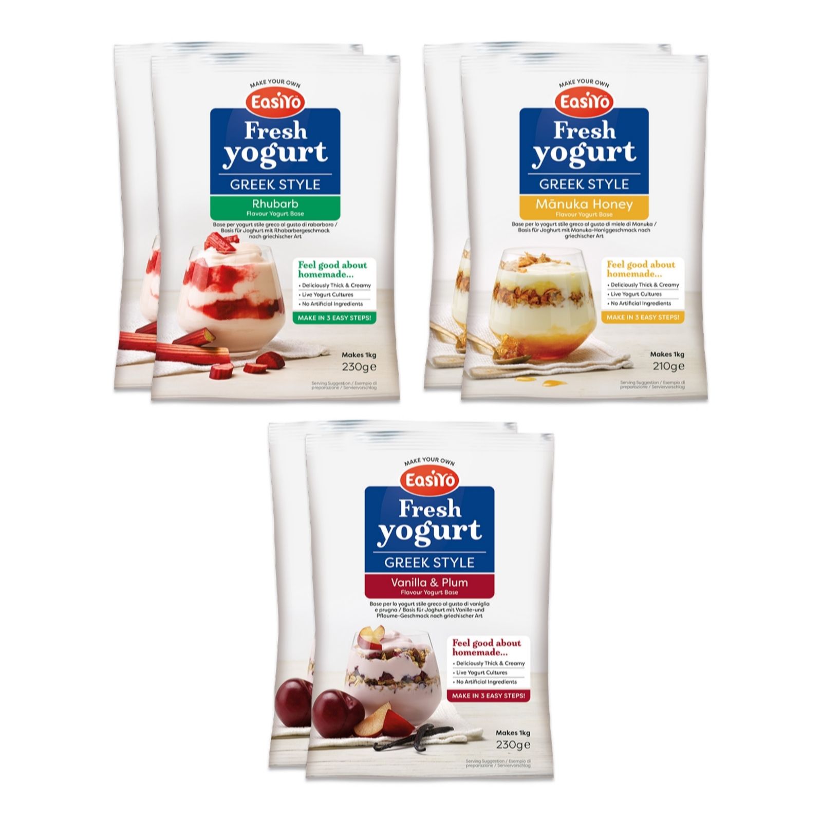 EasiYo Set of 6 Greek Style Yoghurt Variety