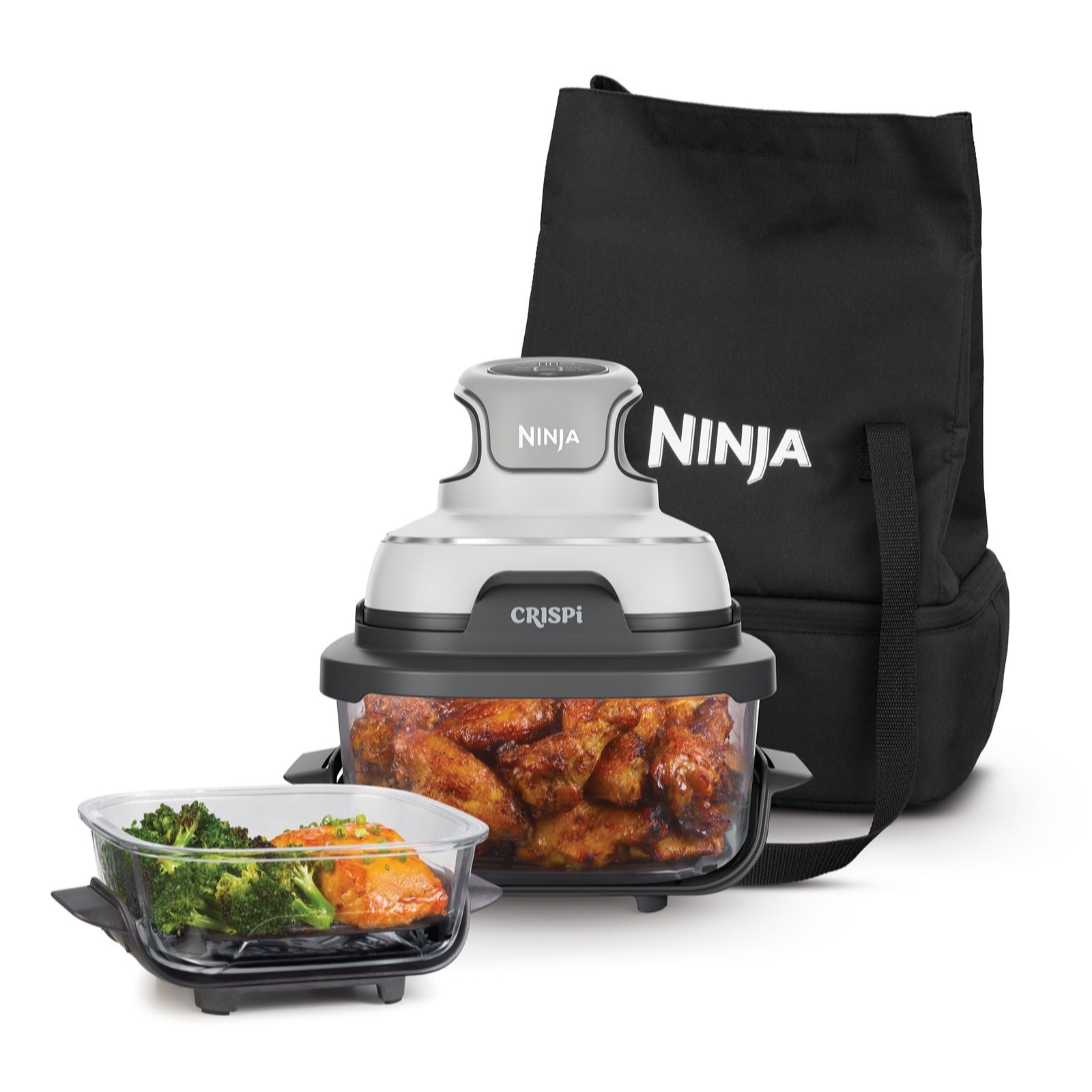 OutletNinja CRISPi 4-in-1 Portable Glass Air Fryer with Keep Warm Bag