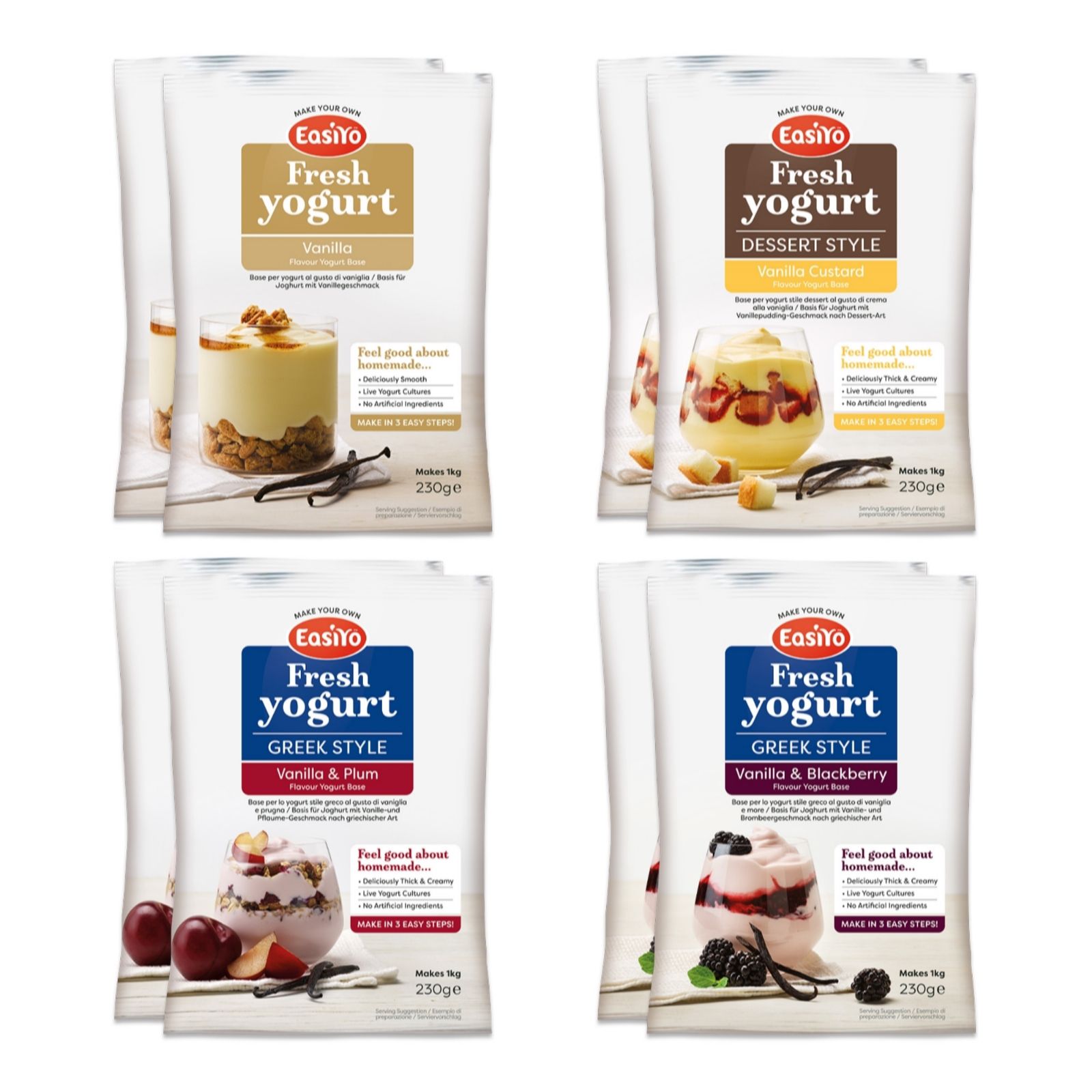 EasiYo Set of 8 Vanilla Yoghurts Selection