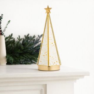 Home Stories Pre Lit Gold Mercury Glass Star or Tree Shape with Batteries