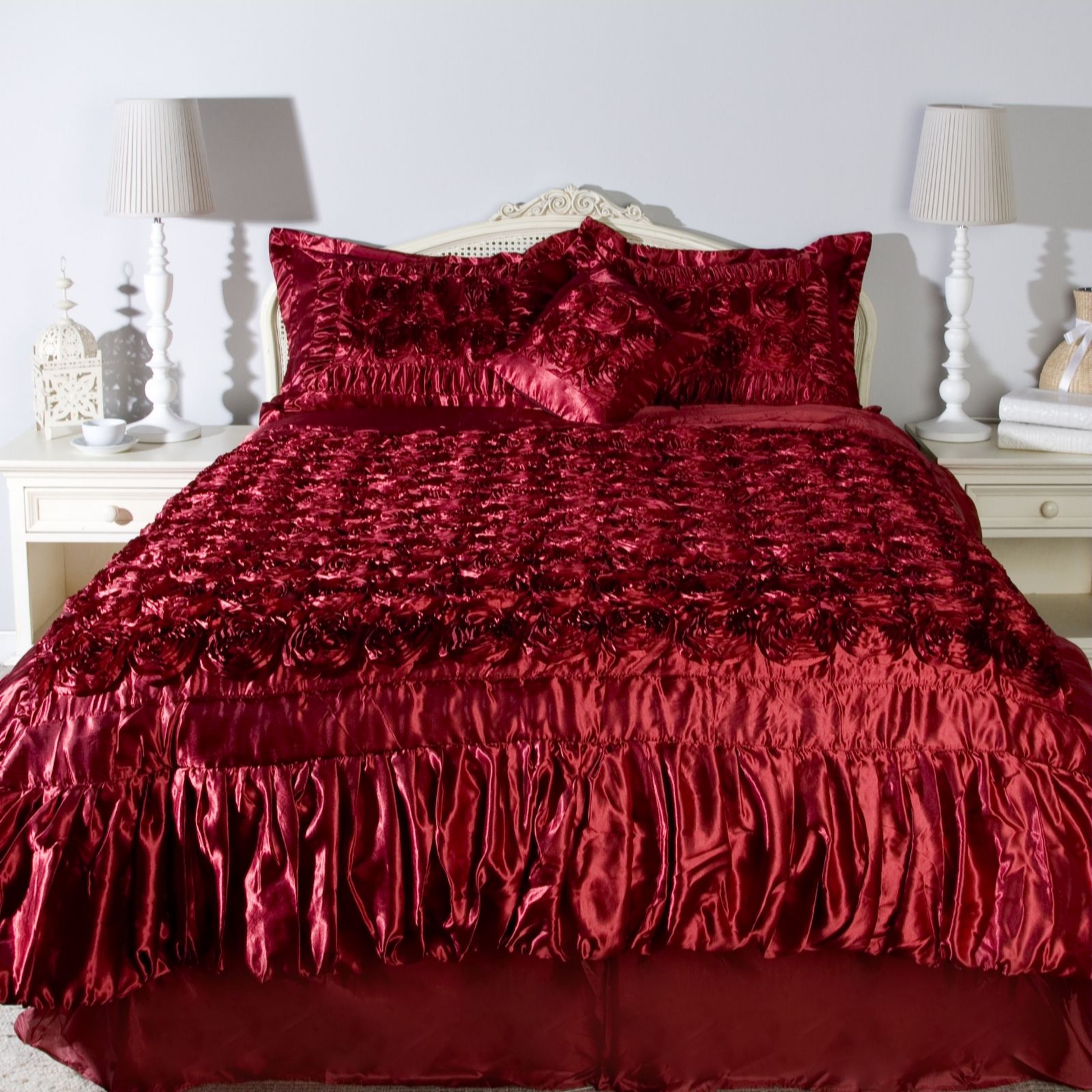 Raised Textured Bed of Roses Comforter Set QVC UK