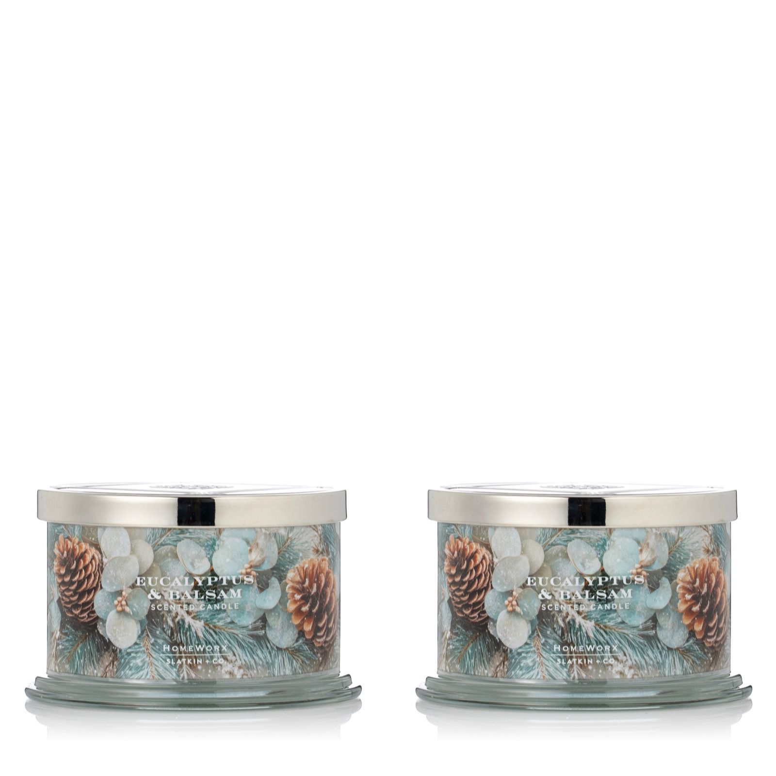 HomeWorx by Slatkin + Co. Set of Two Eucalyptus and Balsam Candles