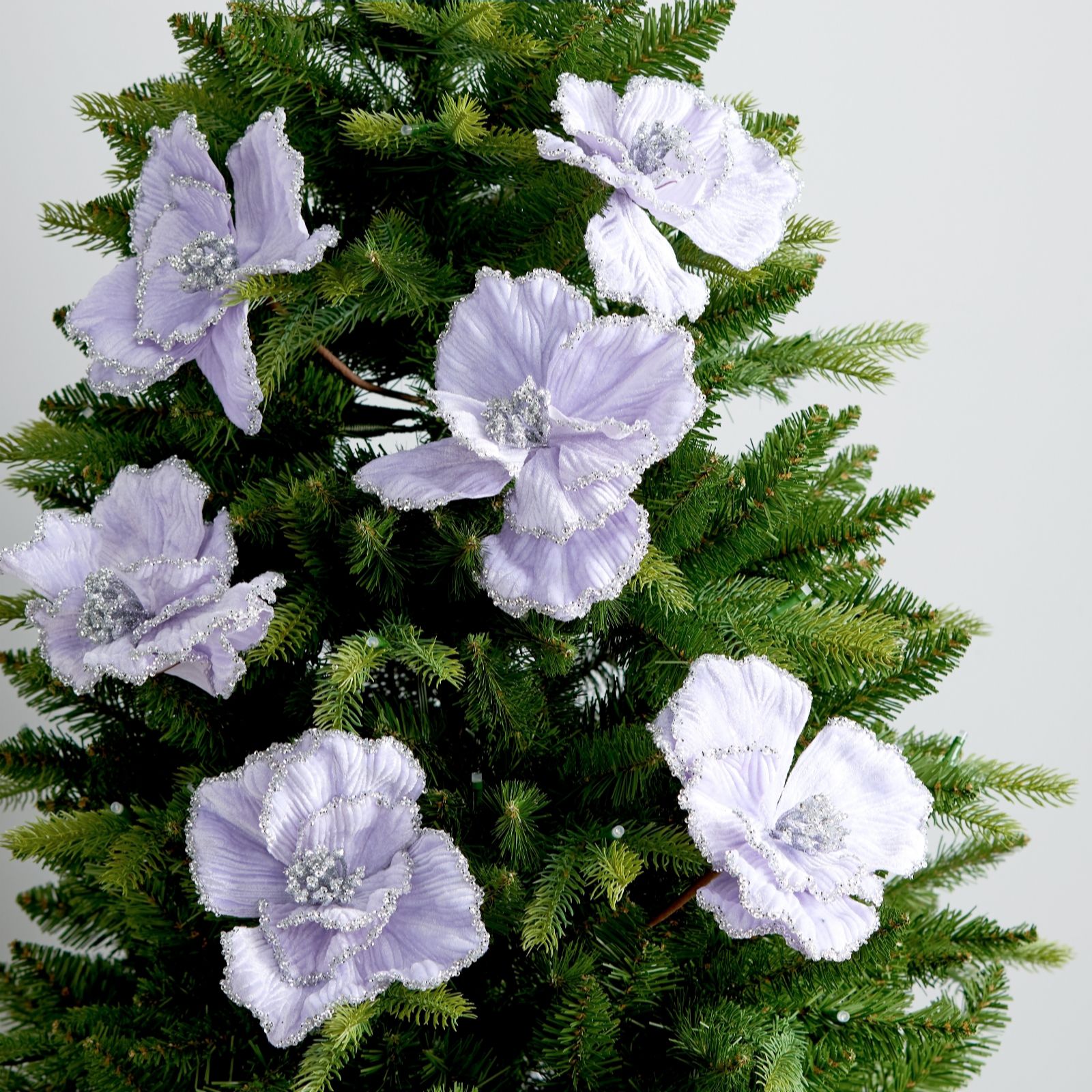 Home Stories Set Of 6 Velvet Poppy Stem Decorations