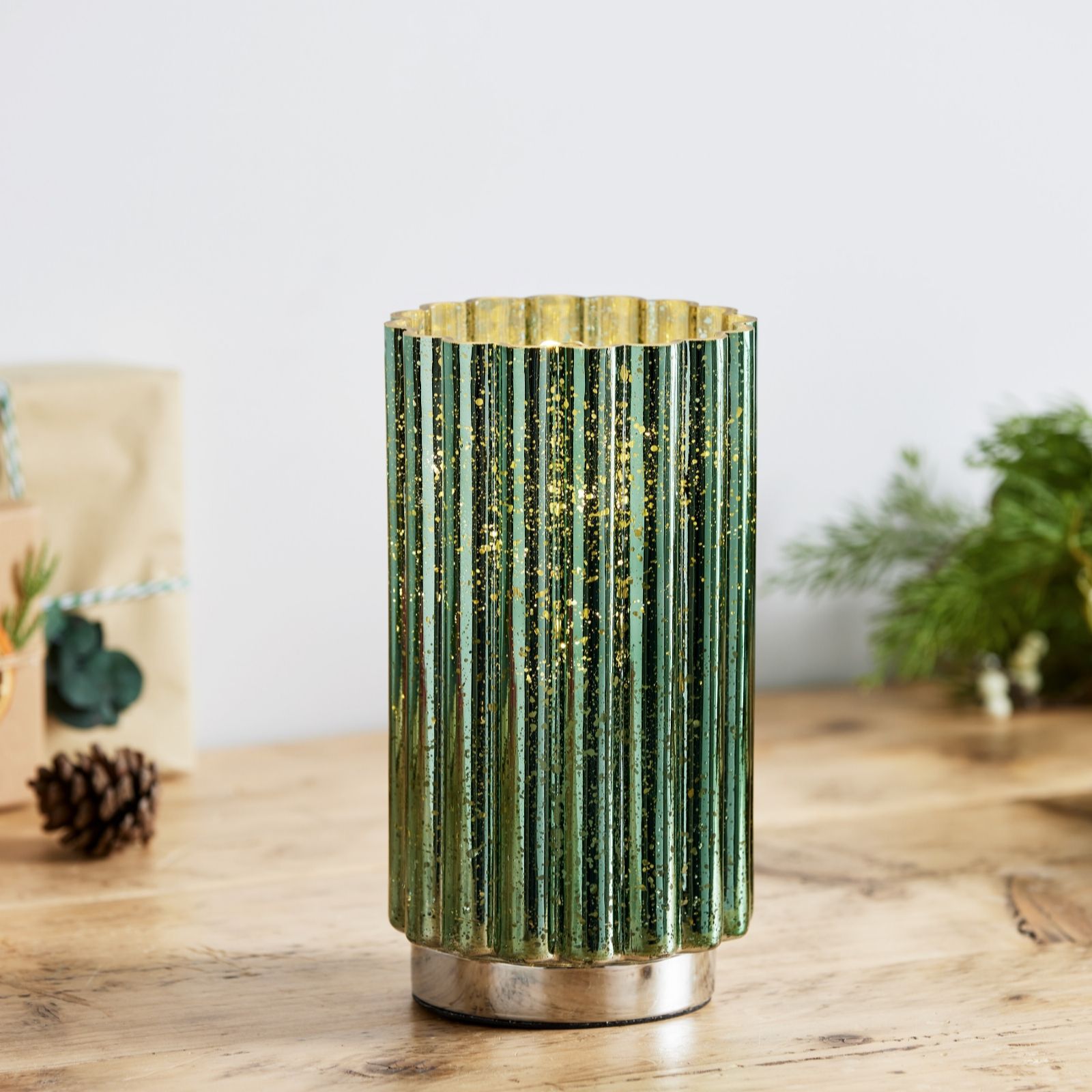 Home Stories Mercury Silver Base Lamp with String Lights