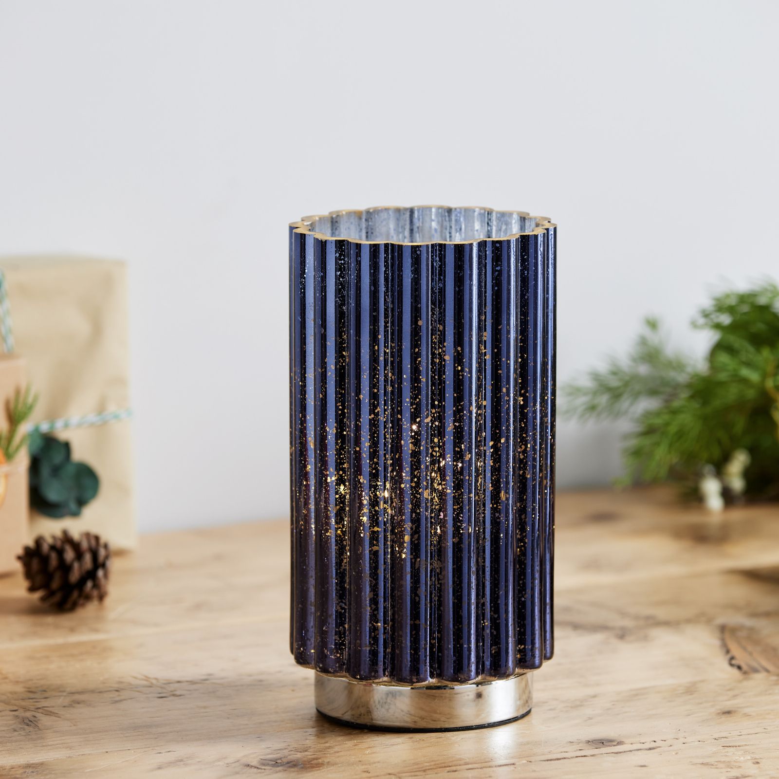 Home Stories Mercury Silver Base Lamp with String Lights