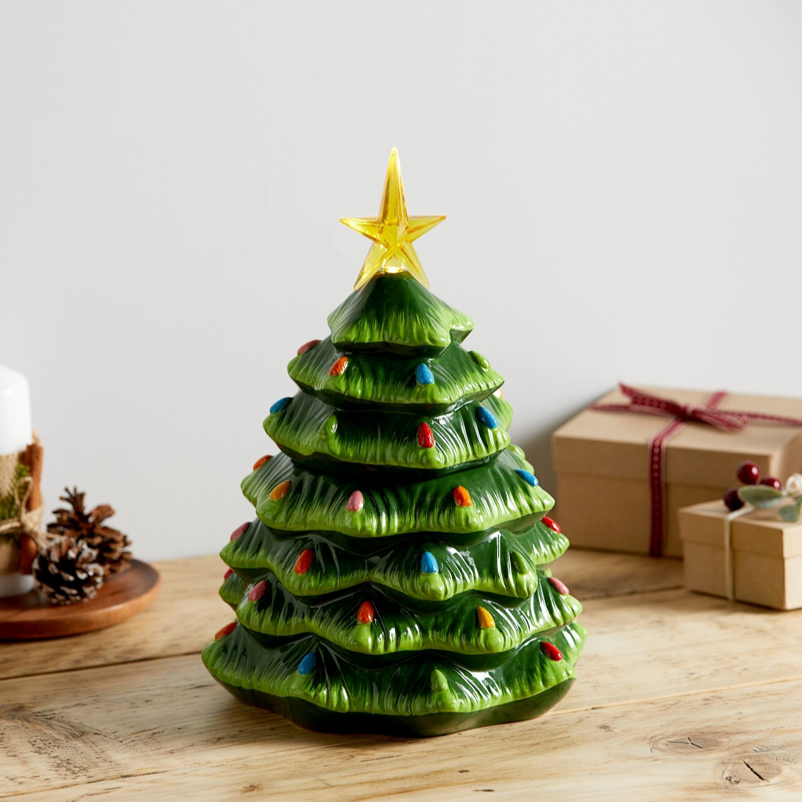 Mr Christmas Light Up Nostalgic Tree Cookie Jar - QVC UK