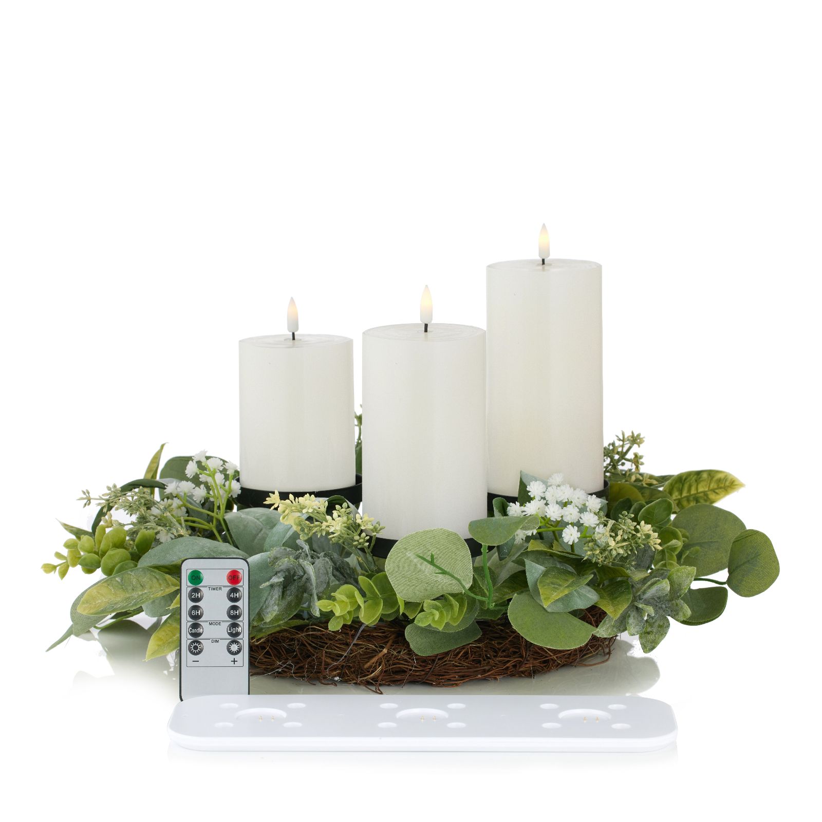 Outlet Home Reflections 3 in 1 Wreath & Rechargeable Flameless Candles