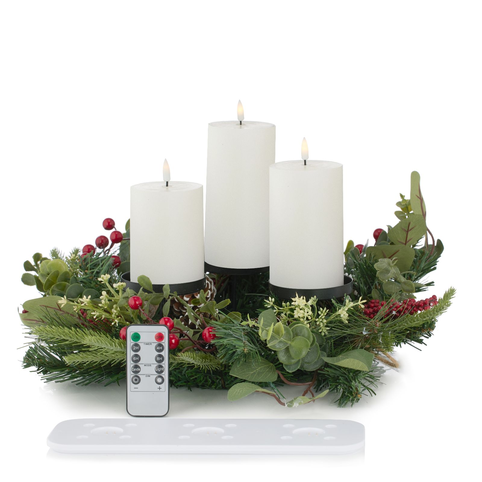 Outlet Home Reflections 3 in 1 Wreath & Rechargeable Flameless Candles