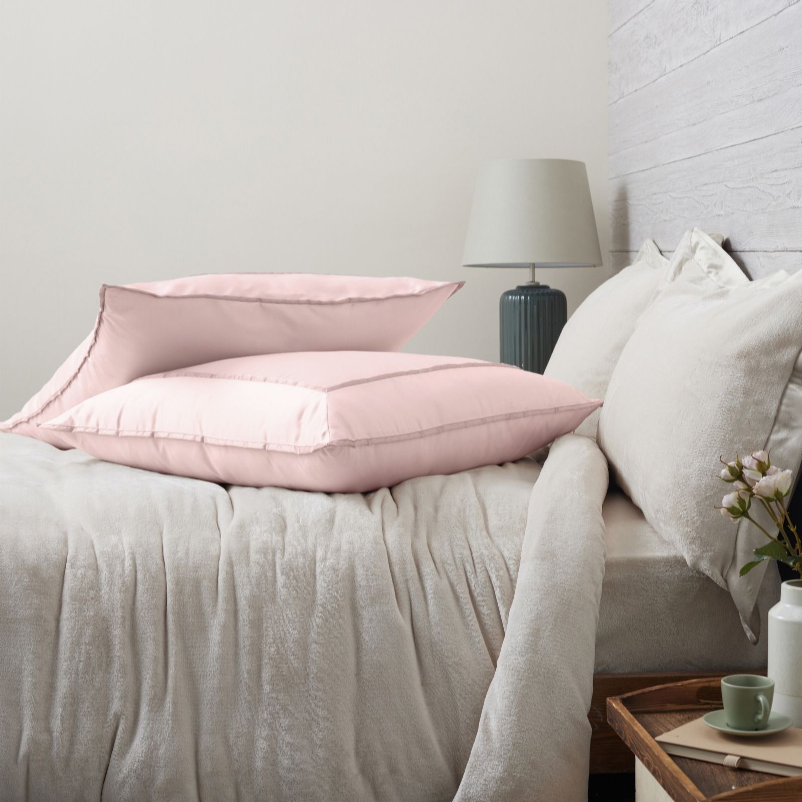 Outlet Cozee Home Sateen Set of 2 Oversized Filled Cushions with Piping Detail