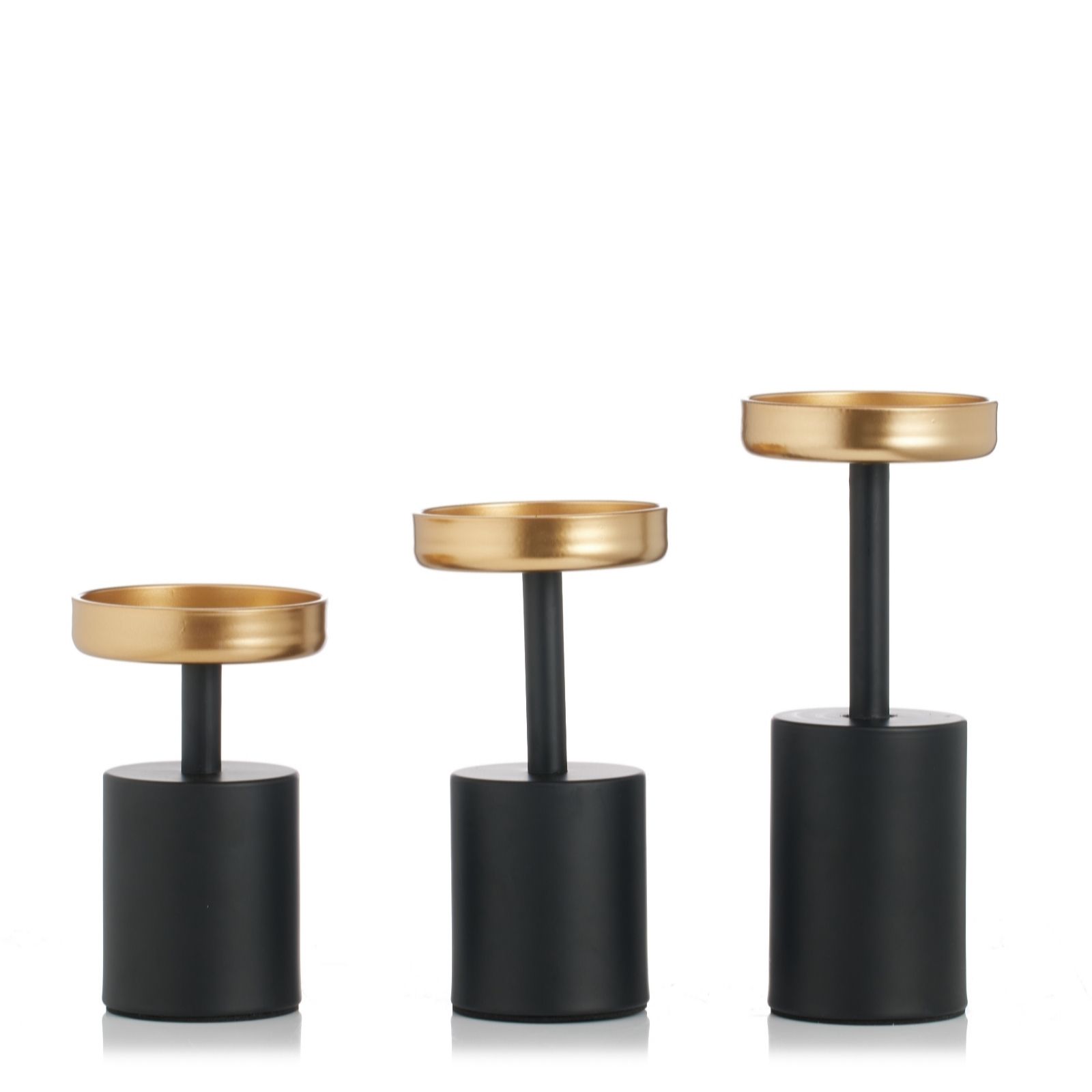 Outlet Luxenoa Set of 3 GoldBlack Pillar Candle Stands