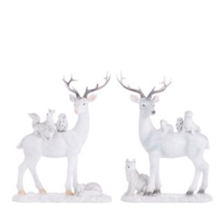 Festive Set Of 2 Enchanted Reindeer With Animals