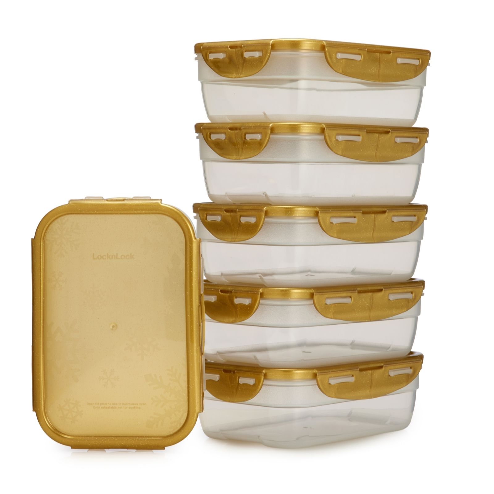 Lock & Lock Set of 6 Nesting Rectangles with Snowflake Lids