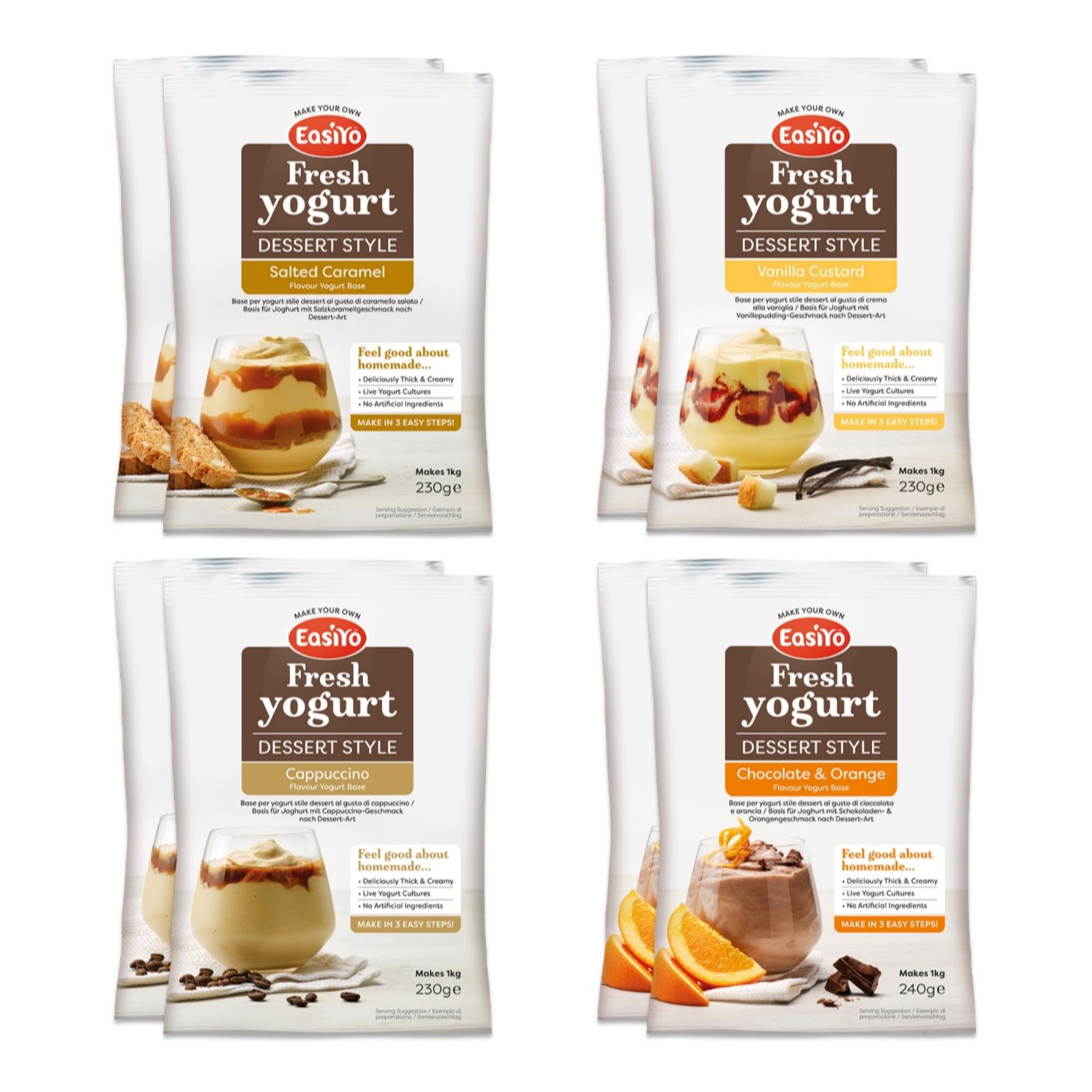 EasiYo Set of Eight Dessert Style Yoghurts