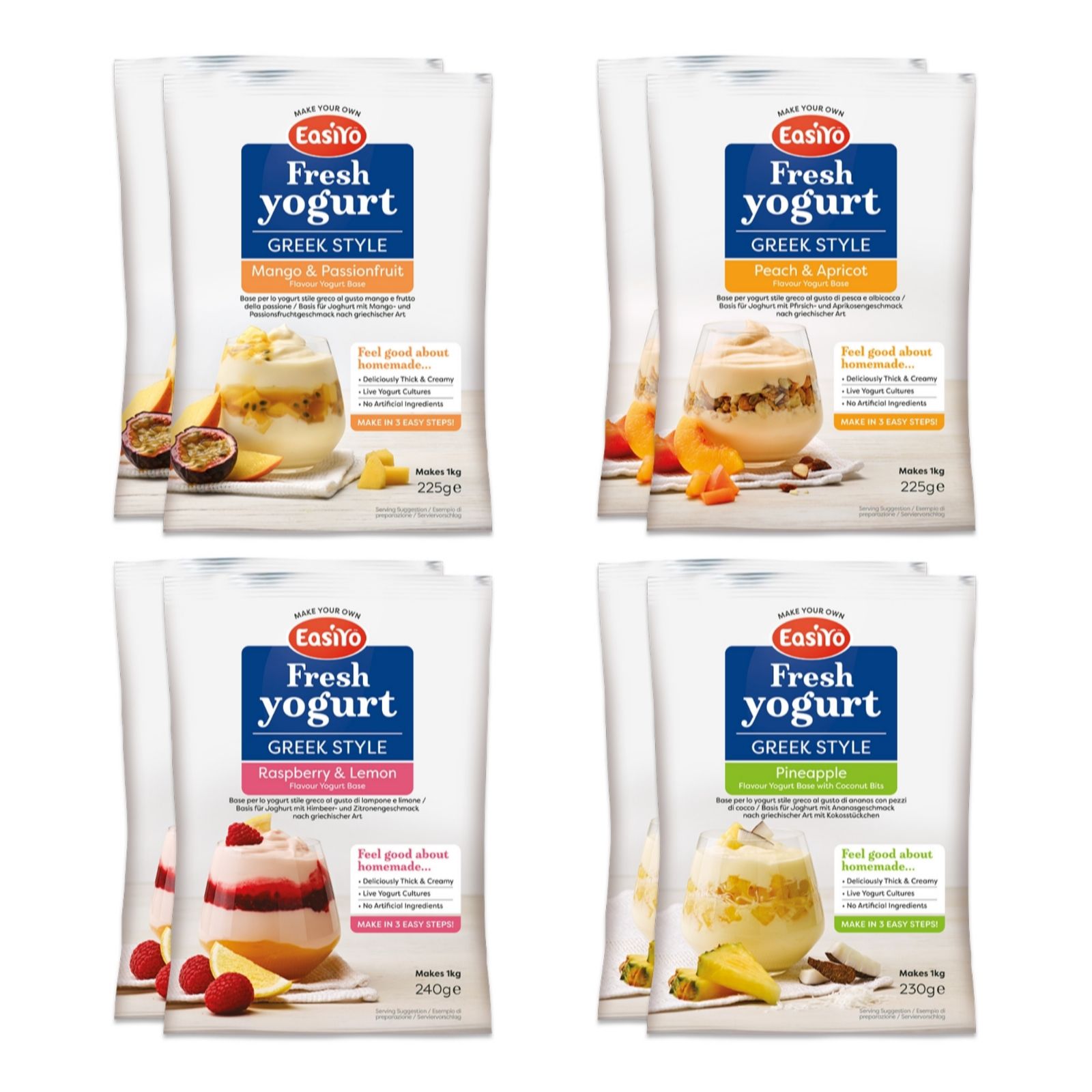 Easiyo Set of 8 Fruit Medley Greek Style Selection