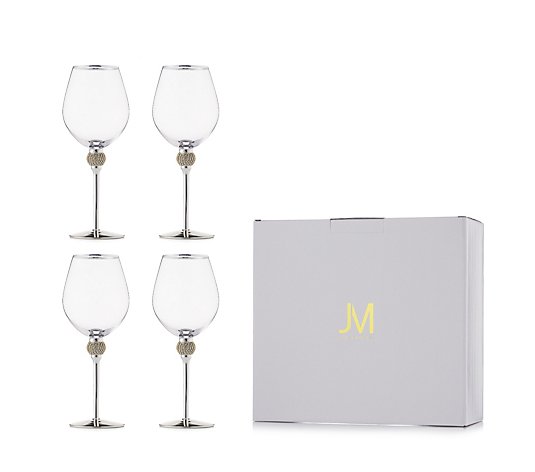 JM by Julien Macdonald Crystal Detail Set of 4 Wine Glasses in Gift Box
