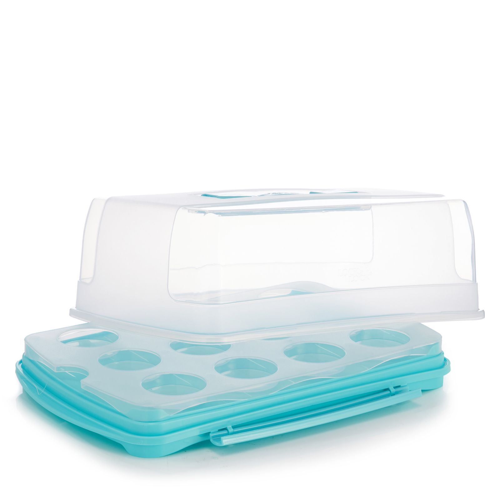Lock & Lock Cake Carrier with Cake Tray & Cupcake Inserts QVC UK