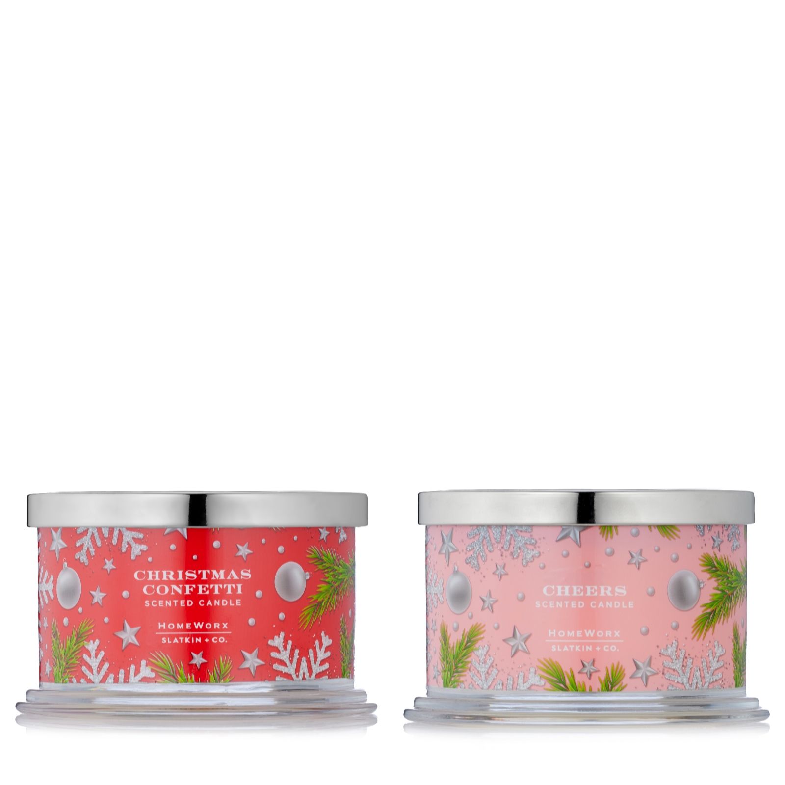 HomeWorx by Slatkin+Co. Set 2 18oz. Christmas Cheers Collection 4 Wick Candles