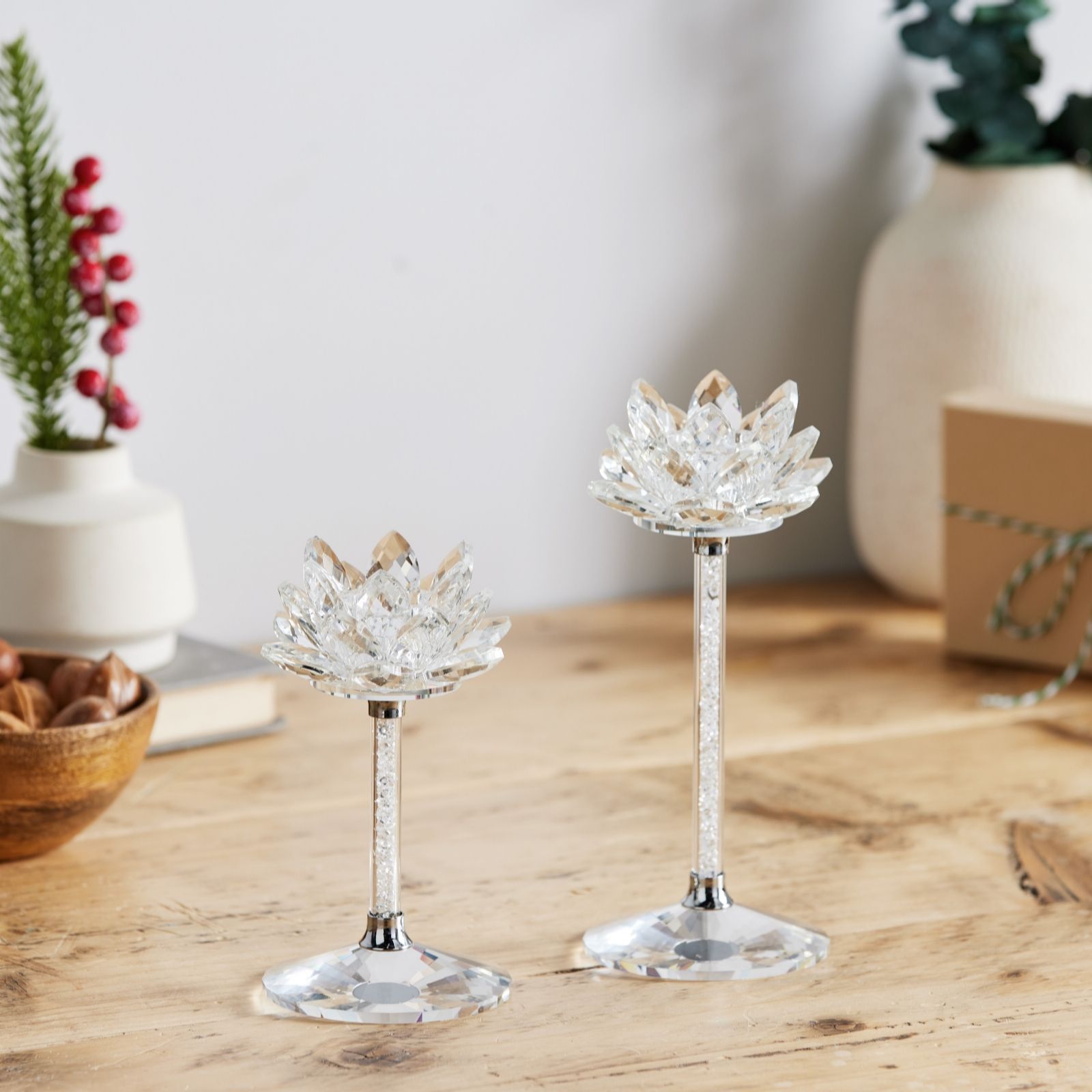 JM by Julien Macdonald Set of 2 Lotus Taper Candle Holders