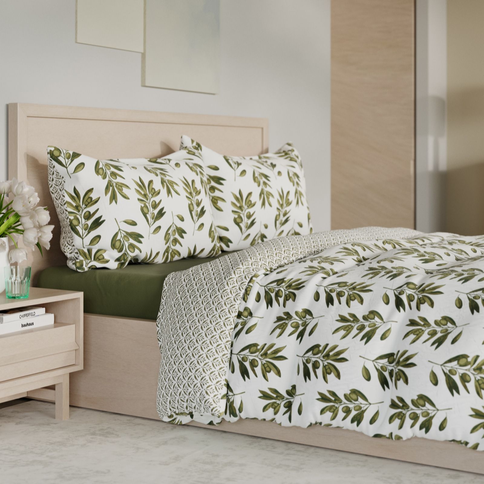 Supersoft by Cozee Home Tuscany Olive Branch 4 Piece Duvet Set