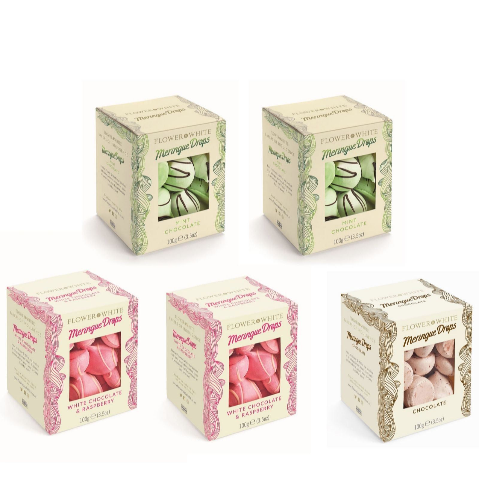 Flower & White Set of 5 Chocolate Meringue Drops Collection QVC UK