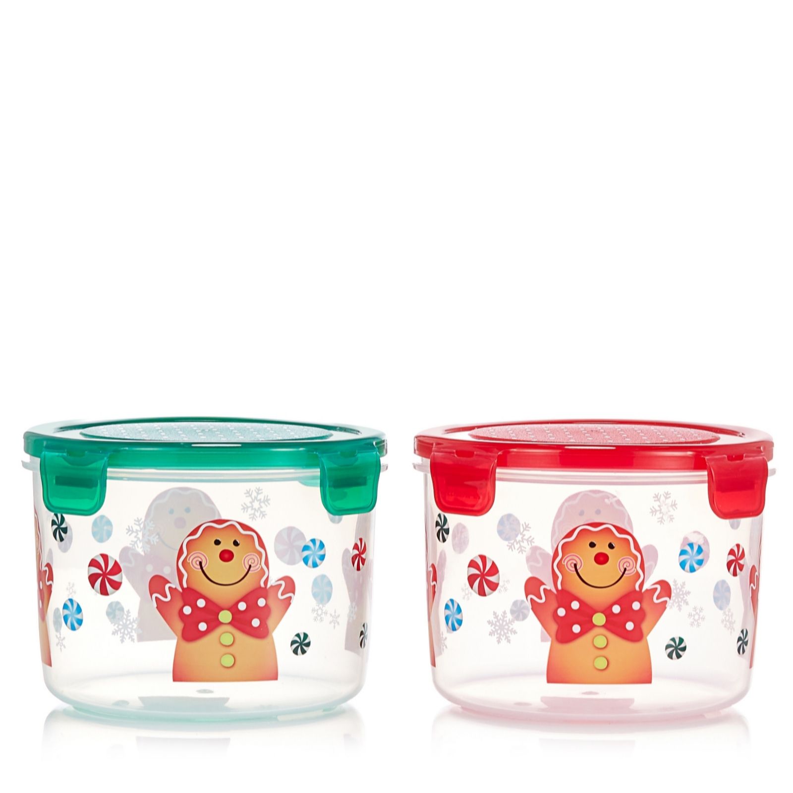 Lock &amp; Lock 4 Piece 1.3L Christmas Gingerbread Storage Containers - QVC UK