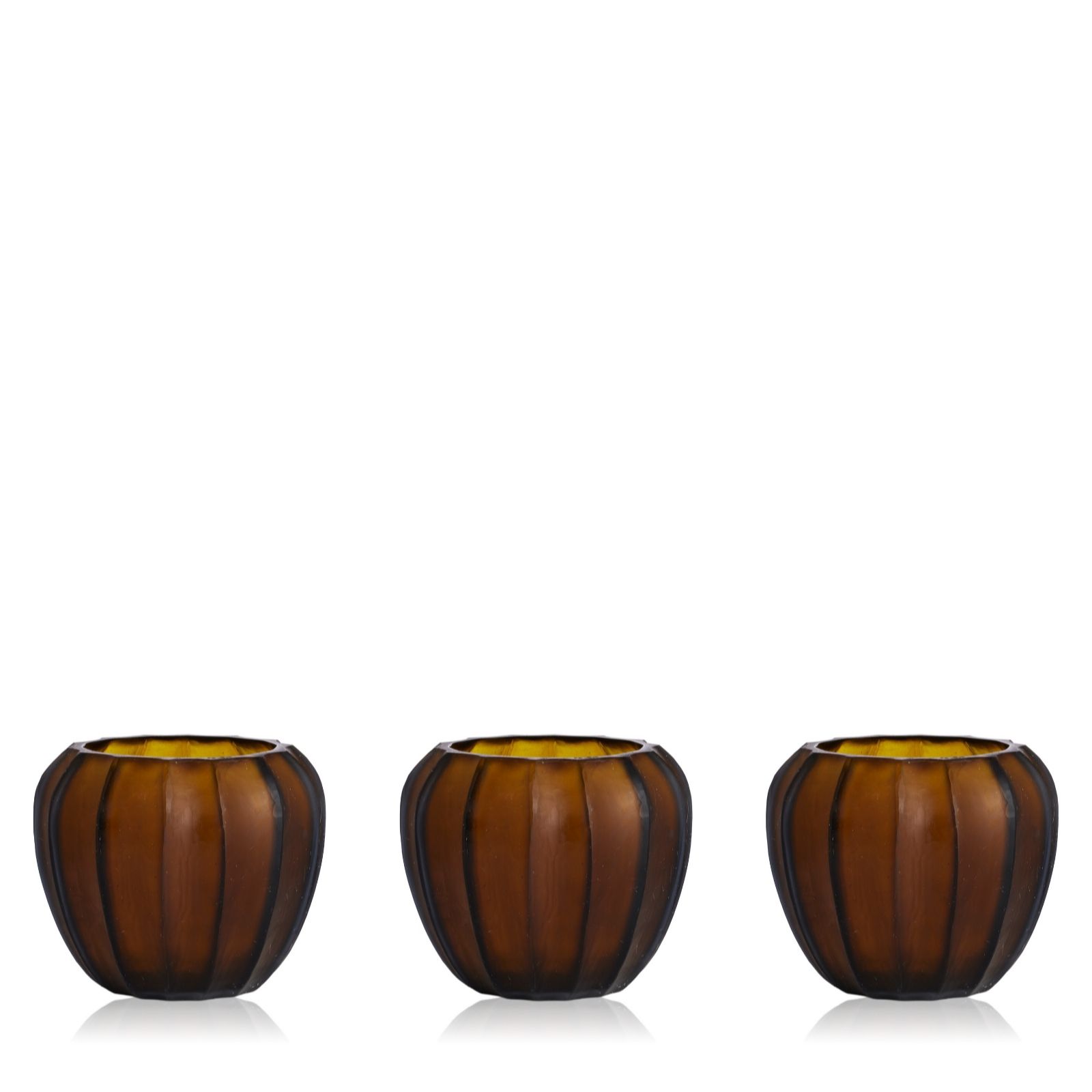 abode Set of 3 Amber Glass Votives