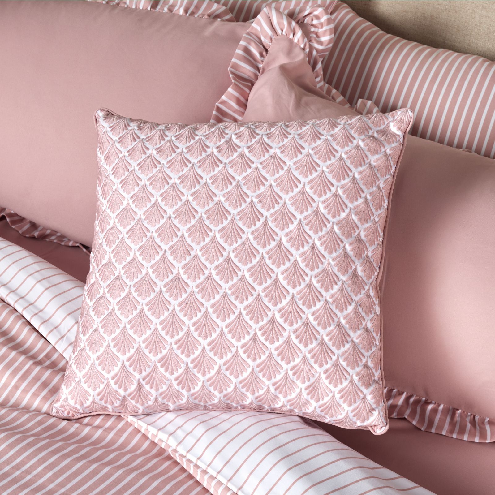 Cozee Home Embroidered Geo Square Cushion