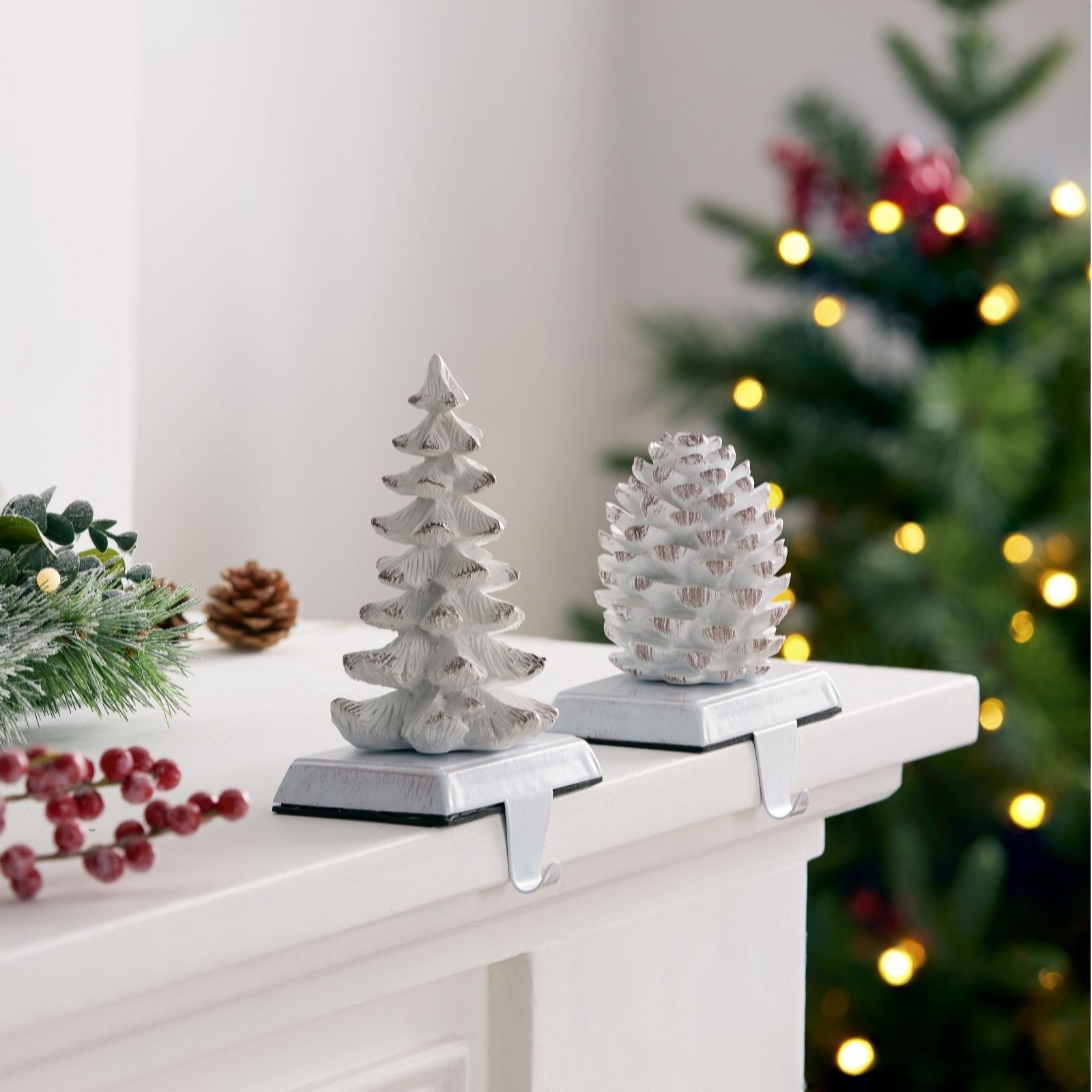 Outlet Home Stories Set of 2 Tree and Pinecone Stocking Hanger