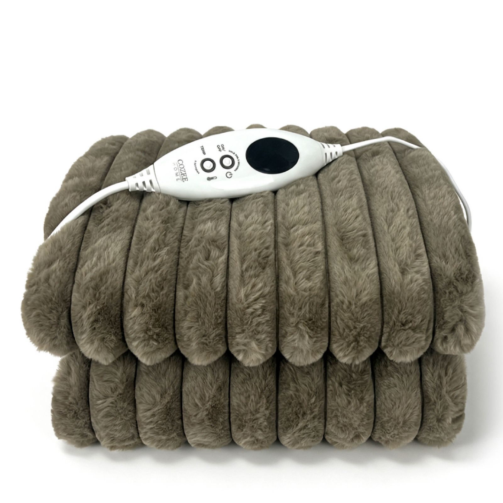 Cozee Home Ribbed Faux Fur and Velvetsoft Heated Throw with 9 Heat Settings