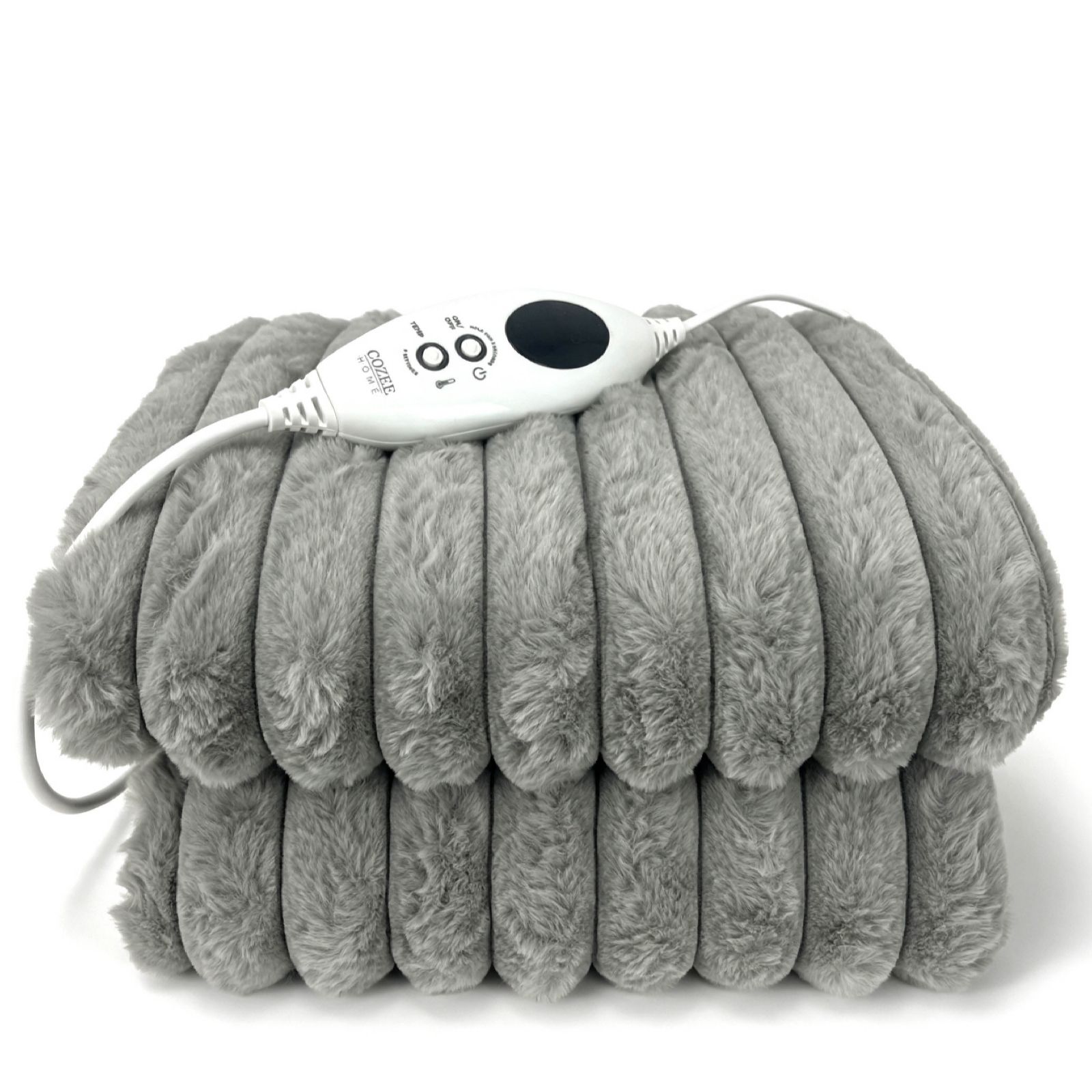 Cozee Home Ribbed Faux Fur and Velvetsoft Heated Throw with 9 Heat Settings