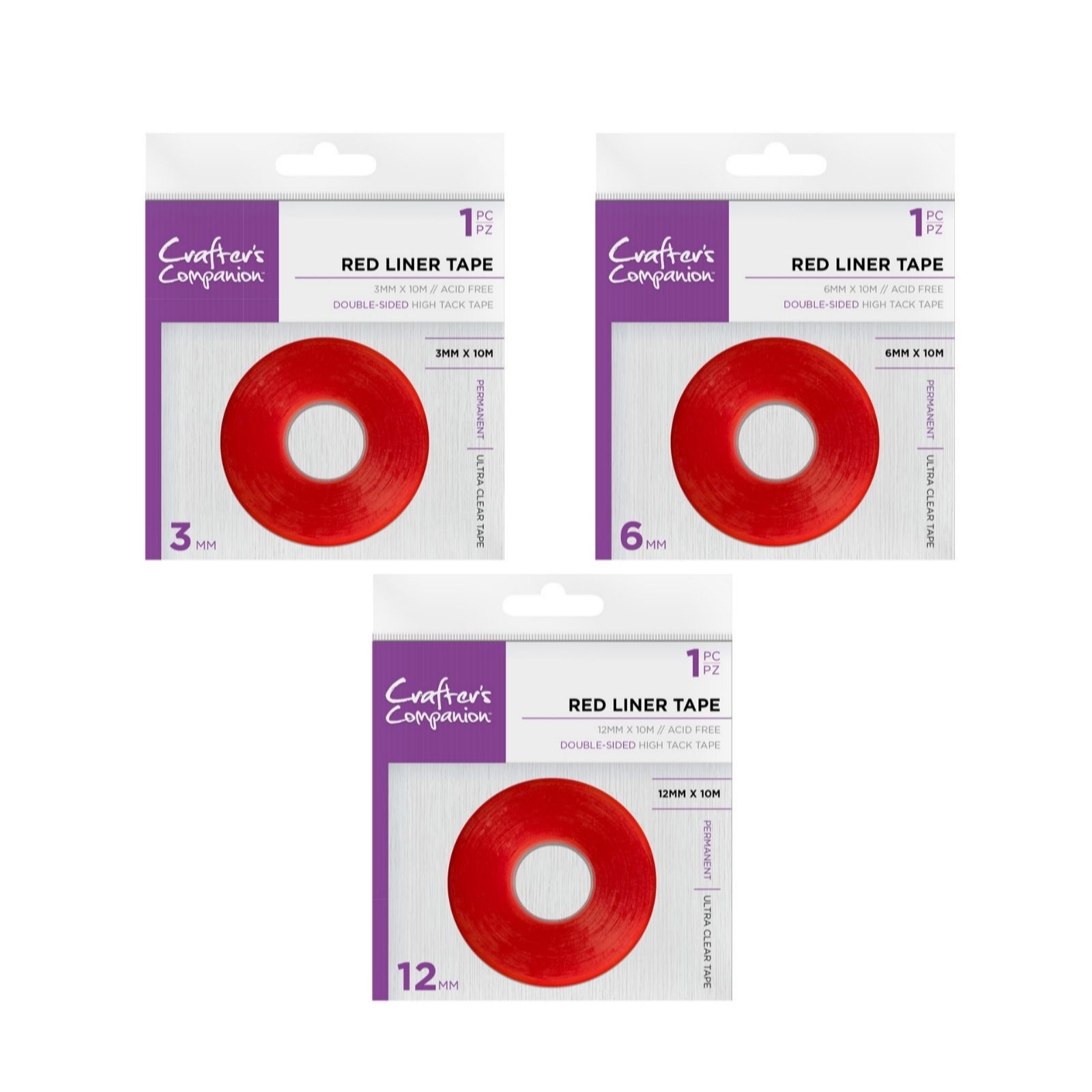 Crafters Companion Red Liner Tape 3mm x 10 Metres Extra Strong Double Sided  Tape